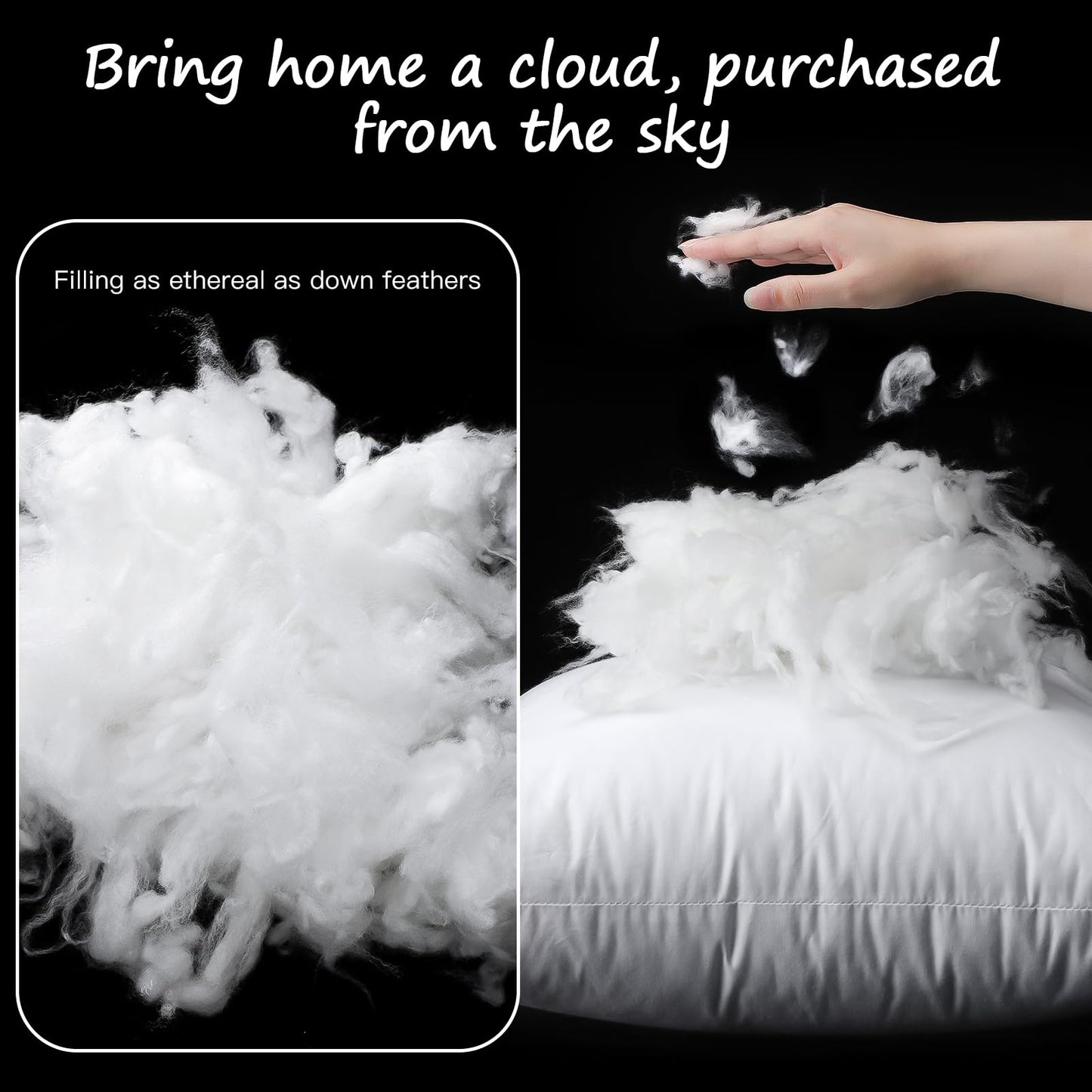 Artscope Synthetic Down Pillow Insert, 20x20 Down Alternative Throw Pillow Insert. Ultra Soft Fluffy Sleeping Pillow with 100% Cotton Cover, Decorative Pillows Set of 4-White.