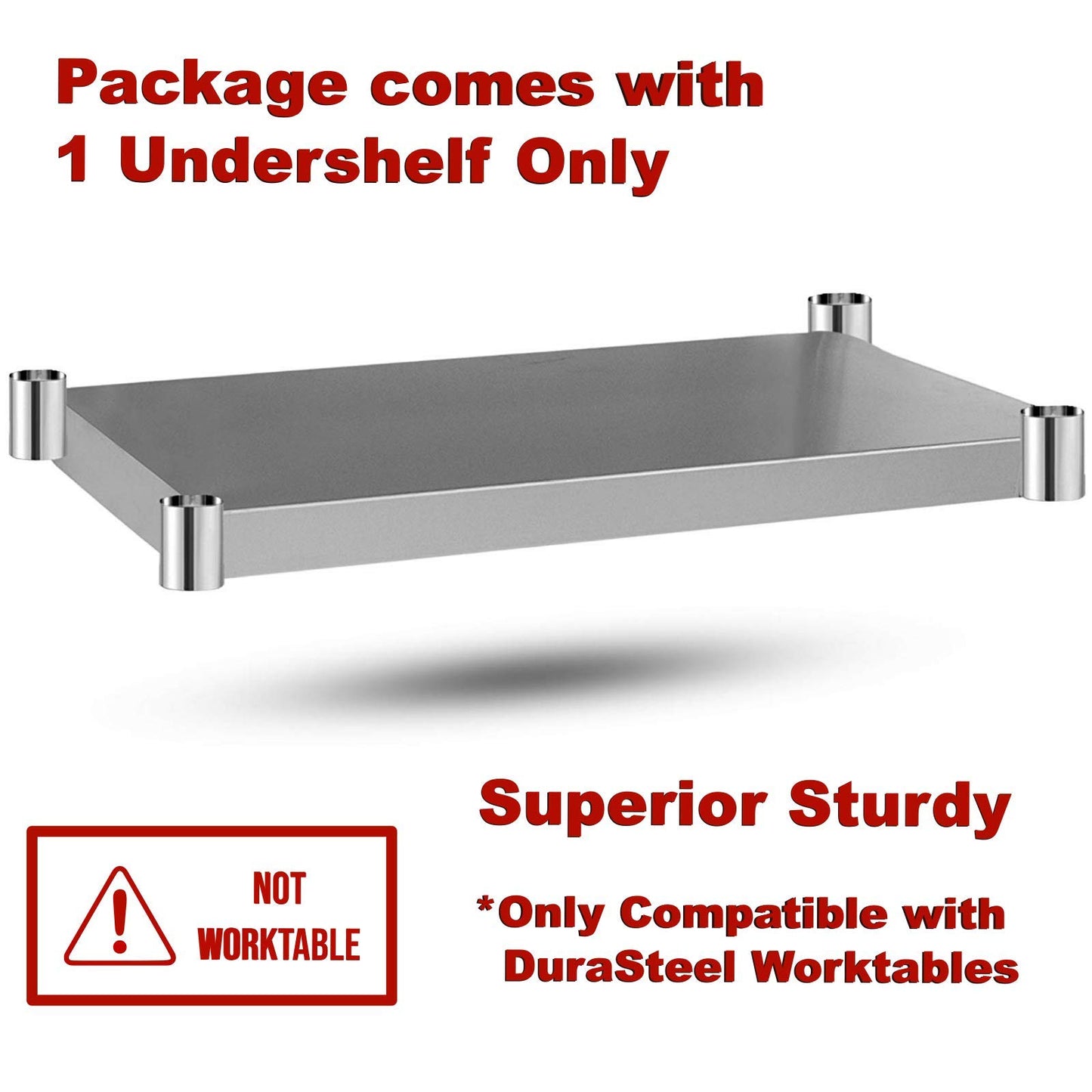 DuraSteel Galvanized Under Shelf for Work Tables - Extra Adjustable Lower Shelf for 24" x 18" Stainless Steel and Wooden Worktables - Fits for use in Restaurant, Warehouse, Home, Kitchen, Garage