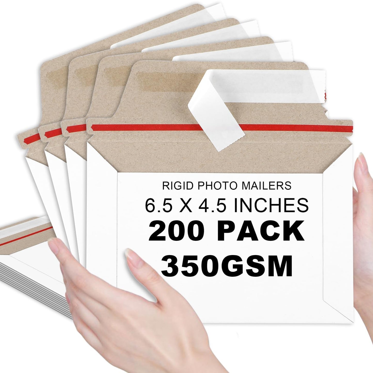 party greeting 200 Pcs 6.5 x 4.5 Rigid Mailers with Self Seal Envelopes Stay Flat Photo Mailers Sports Cards Rigid Envelopes for Postcard CD Comic Book Card Shipping Protector