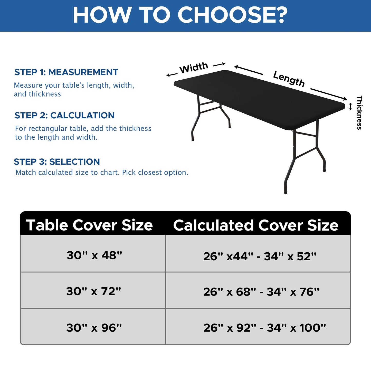 Enjoyidea Fitted Tablecloth for 6 Foot Rectangle Tables-10 Pack Black Elastic Outdoor Picnic Table Cover-Spandex Stretch Folding Table Cloths 6 ft for Camping Dining Room Patio Kitchen Banquet Party