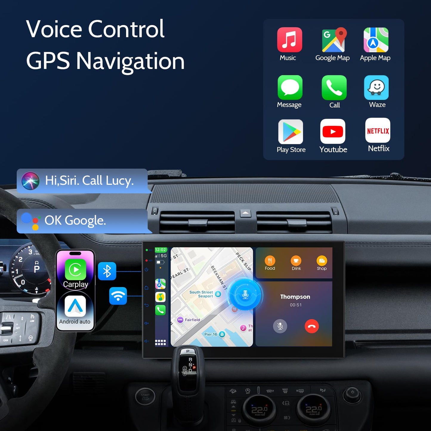 Haudio 7" Car Stereo Double Din Wireless Apple Carplay Radio Screen for Car Audio Receivers, Bluetooth 5.0 Car Play Android Auto Touchscreen, Channel RCA, Backup Camera, SWC, FM/AM|Car Audio Receivers