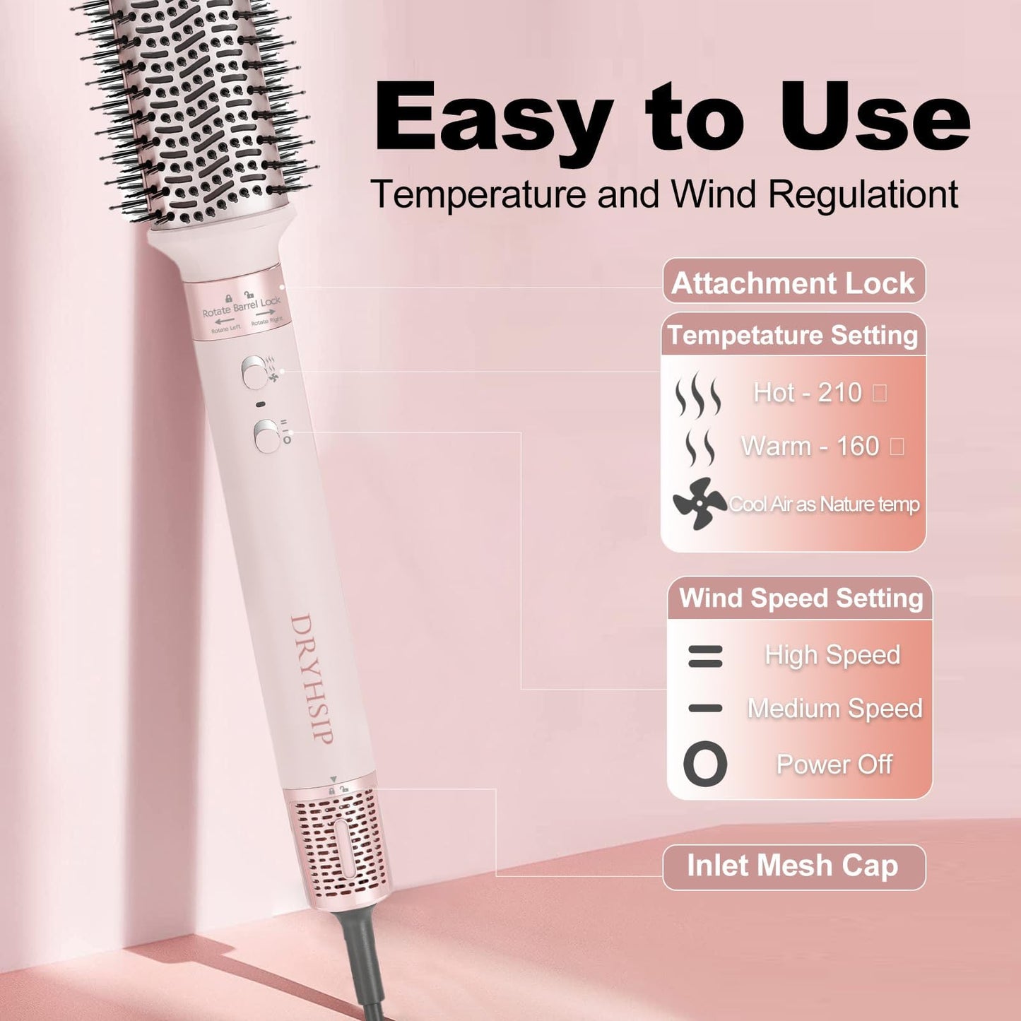 6 in 1 Hair Dryer Brush Set High-Speed 110,000 RPM Ionic Hot Air Styler with Auto Curlers Intelligent Heat Control Negative Ionic Blow Dryer for Fast Drying Curling Straightening Volumizing with Case