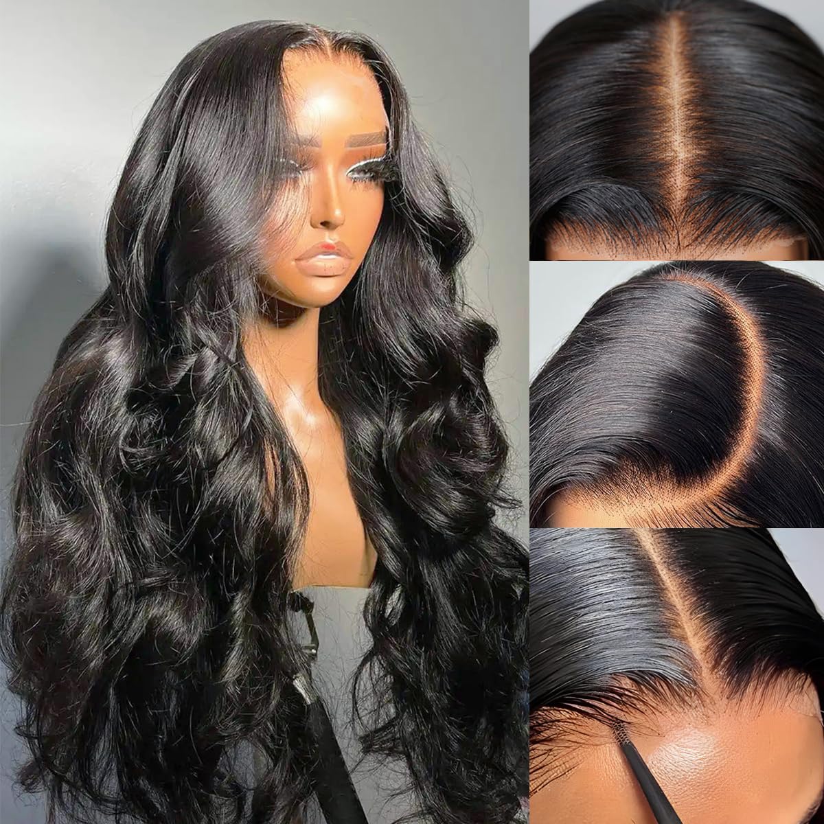 Daveila Body Wave Glueless Wig Human Hair Pre Plucked Pre Cut Glueless Lace Front Wig Ready to Wear 6x4 Body Wave Closure Wig Human Hair 180% Density Body Wave Pre Plucked Wig Natural Hairline 12 Inch