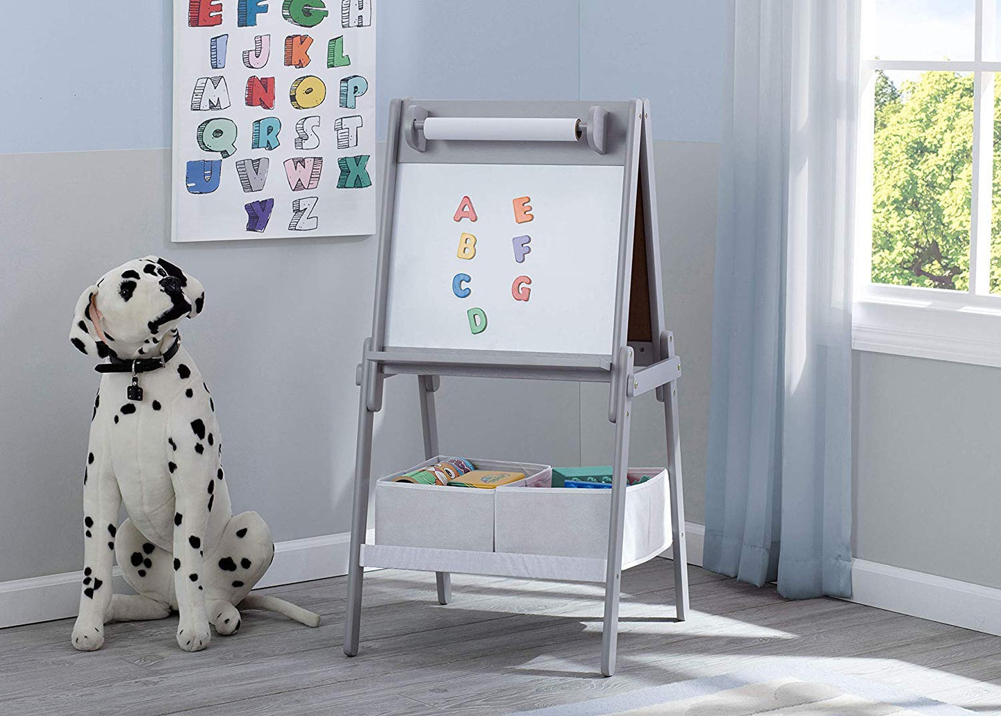 Delta Children My Size Double-Sided Storage Easel, Grey