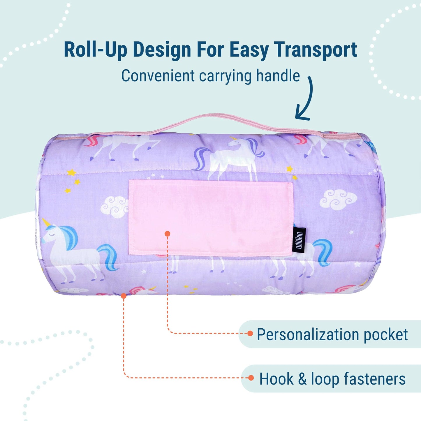 Wildkin Kids Original Nap Mat – Cozy Kids Sleep Mat with Pillow, Ideal for School & Travel - Unicorn