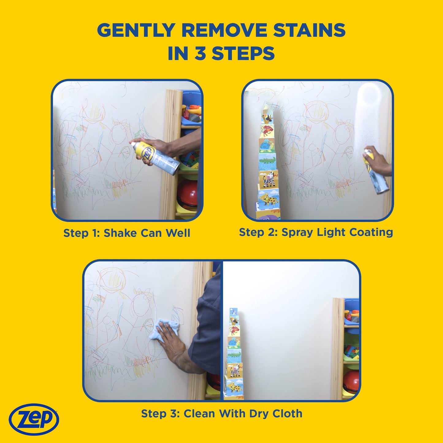 Zep Foaming Wall Cleaner - 18 oz (Case of 12) - ZUFWC18 - Removes Stains Without Damaging Finishes, Scrub-Free Wall Cleaner Spray, For Ceilings, Walls, Baseboards And More