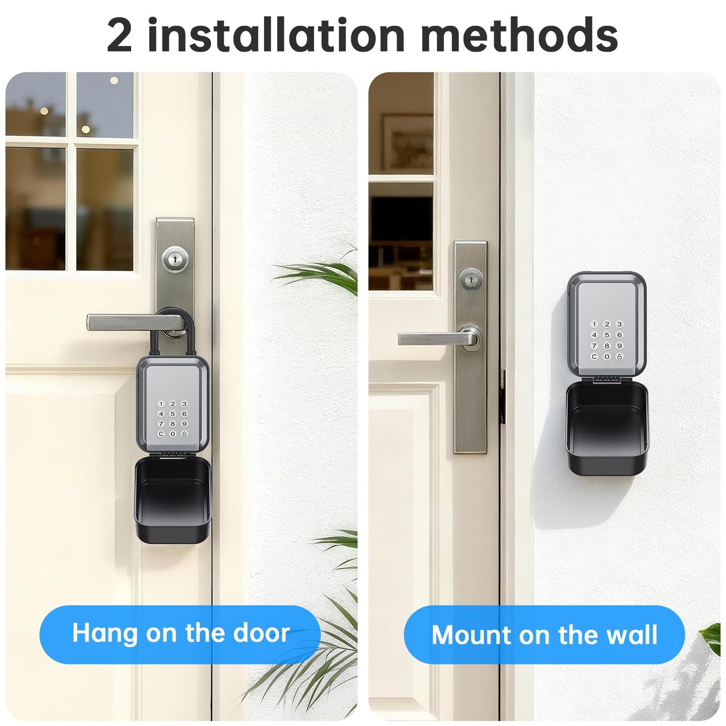 Smart Key Lock Box - Bluetooth APP(Tuya APP) Control & PIN Code, IP65 Weatherproof Wall Mounted Lock Box for Airbnb, Realtor, Home Office, Holds 5 Keys+3 Access Cards