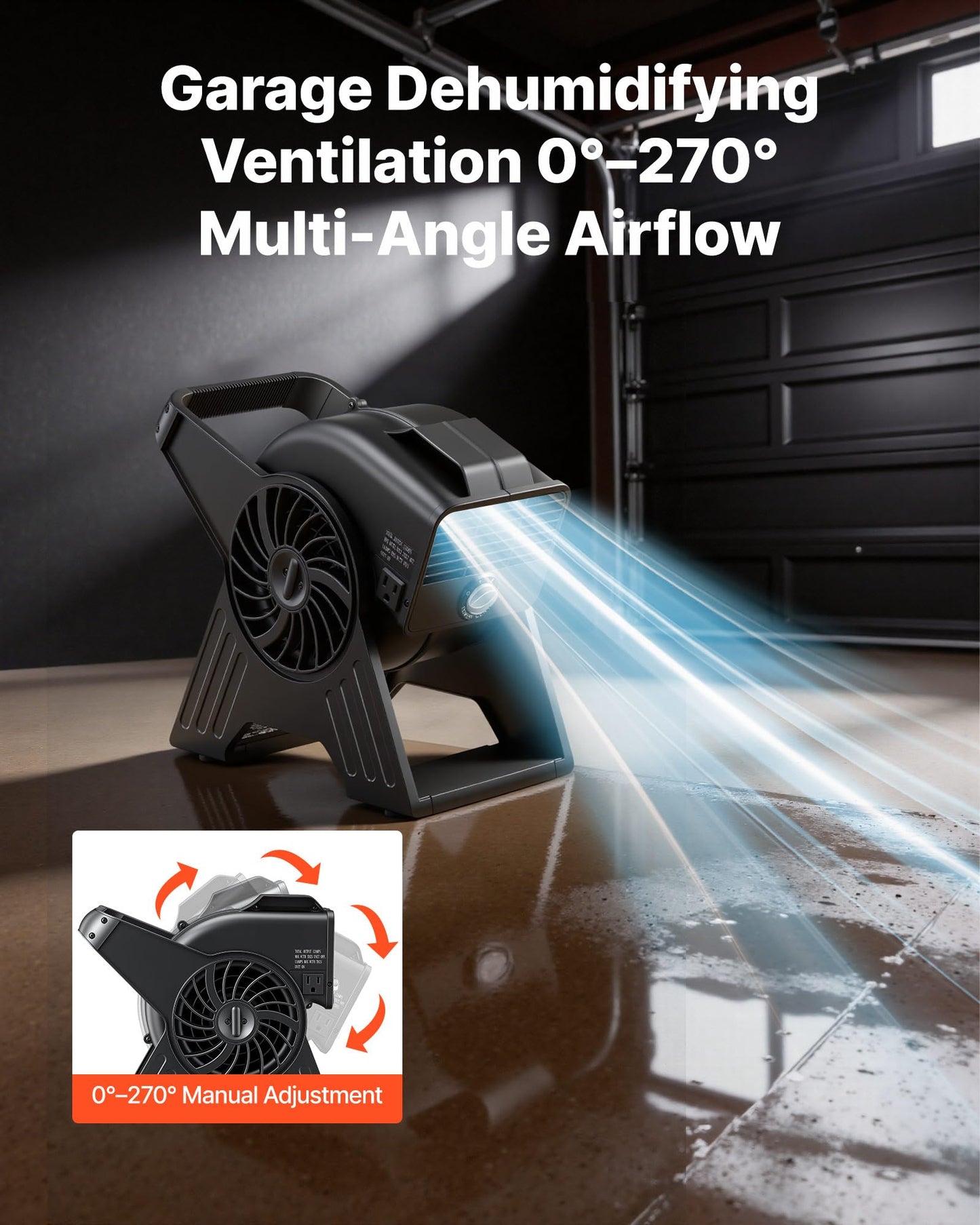 VEVOR Blower Fan, 13 in Portable Utility Floor Fan, 300 CFM, 3 Speeds, Multi-Angle Airflow, Lightweight Portable High Velocity Air Mover, for Drying, Dehumidifying, Carpets, Air Circulation, Cooling