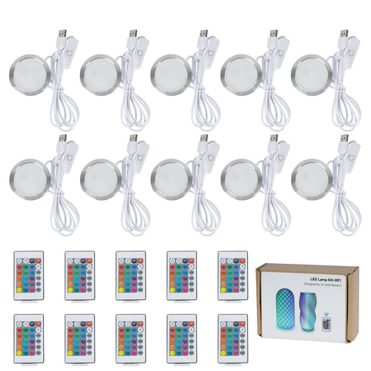 BambooSegD 10PCS Remote Control RGB LED Lamp Kit 001 for Bambu Lab H2D/X1/P1P/A1 Multicolor Includes Button Battery Makerworld for Anycubic Makeronline 3D Printer Light DIY Hardware Model Parts USB