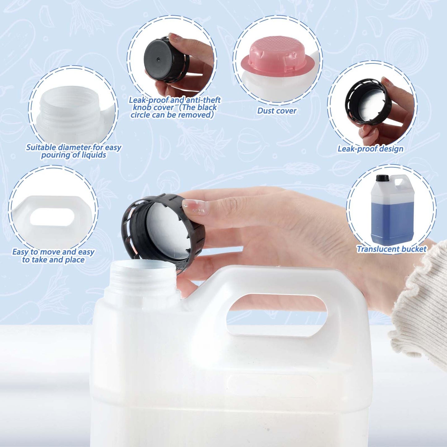 Ziliny 12 Pcs 1 Gallon Plastic Jug with Lids Square Empty Storage Containers HDPE Carboy Plastic Jar Containers for Water Beverage Oil Liquids (Translucent Color)