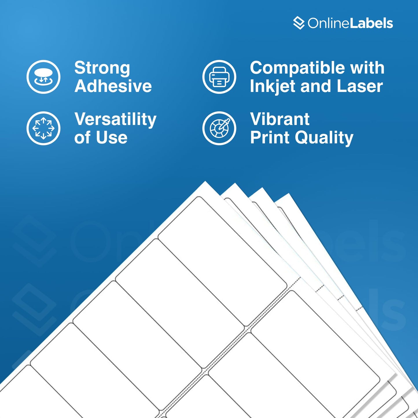 4 x 2 Rectangle Mailing Labels - Permanent, White Matte - Address, Shipping, Gift - Pack of 2,500-250 Sheets - Inkjet/Laser Printers - Online Labels