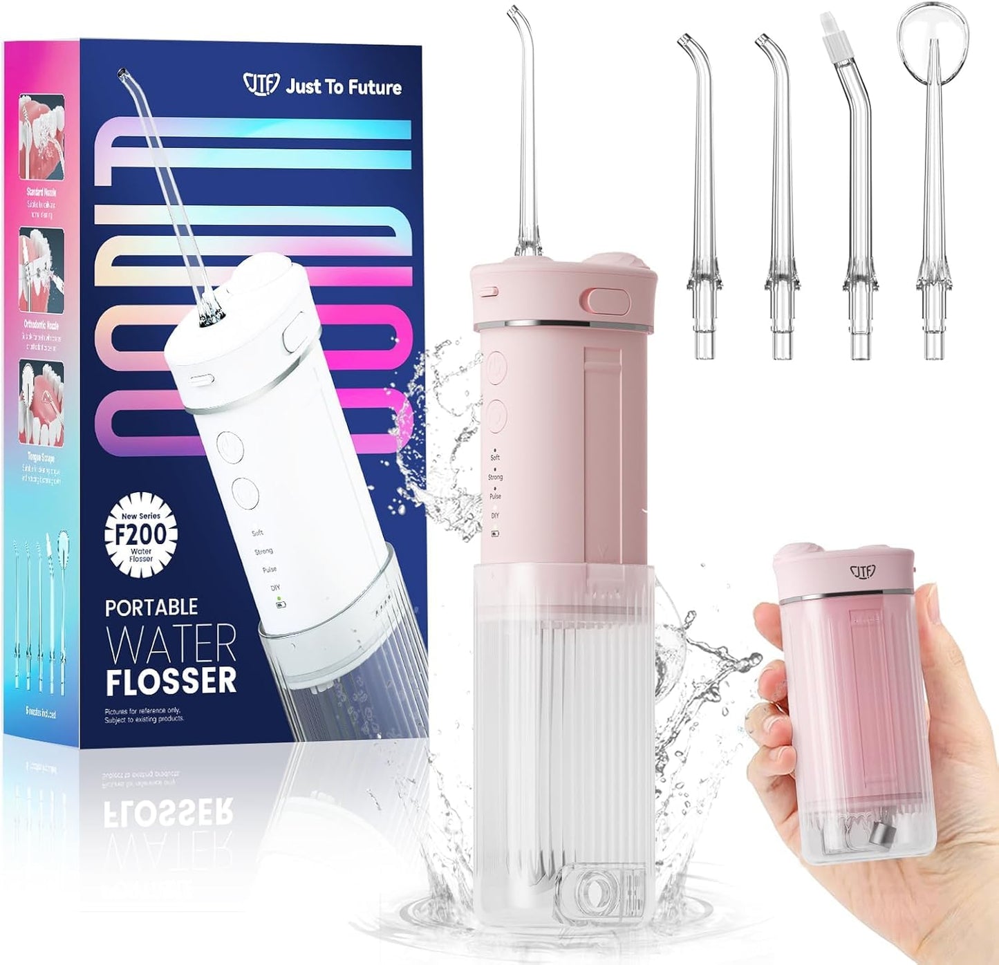 Portable Mini Water Dental Flosser for Teeth Cleaning Pick,Travel Oral Irrigator with Telescopic Water Tank,4 Modes and Waterproof Design-Perfect for Braces,Bridges,Home&Travel Dental Care