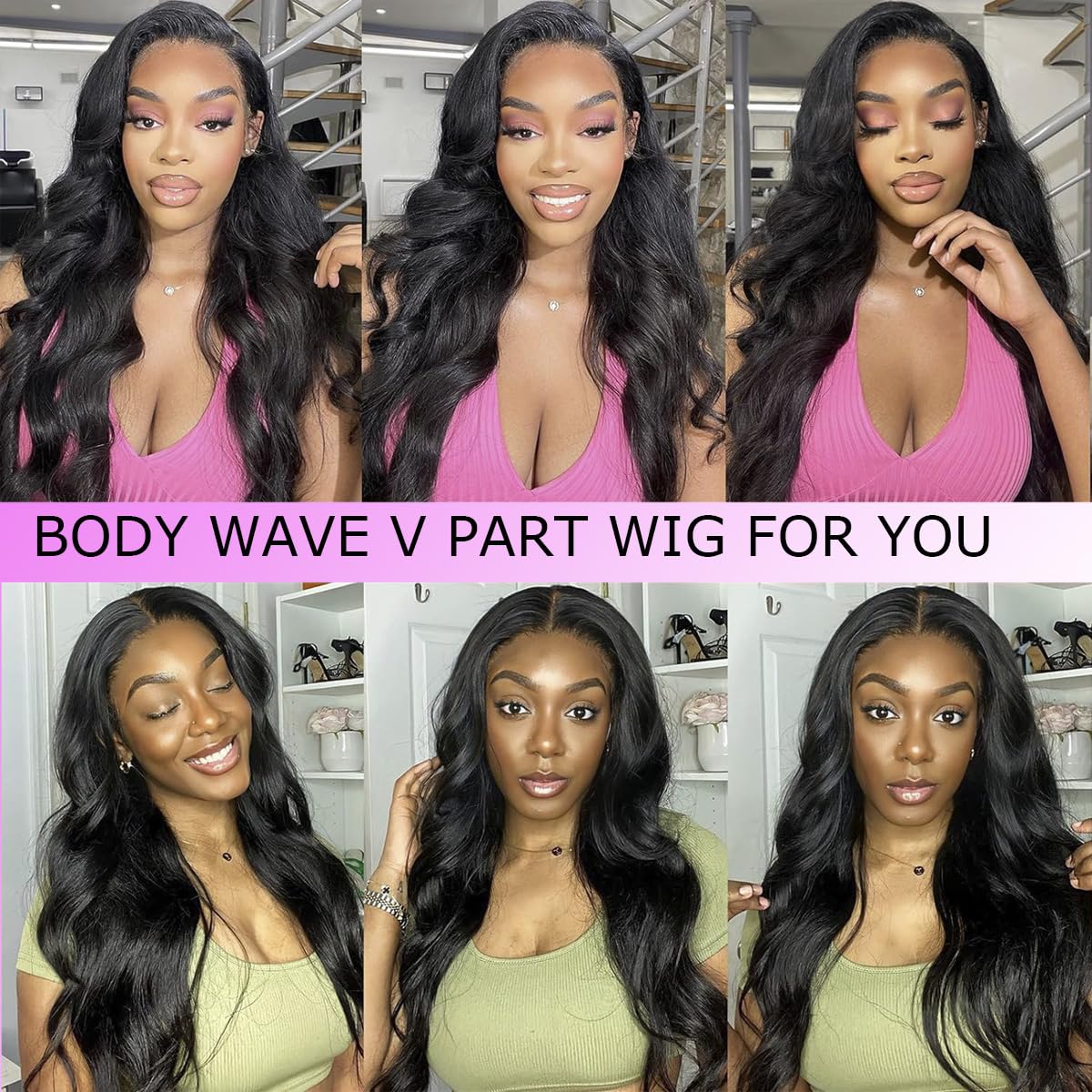 PRIMELACE V Part Wig Human Hair Body Wave 24inch 180% Density Upgrade UPart Human Hair Wig Brazilian Body Wave V Part No Leave Out Glueless Clip In