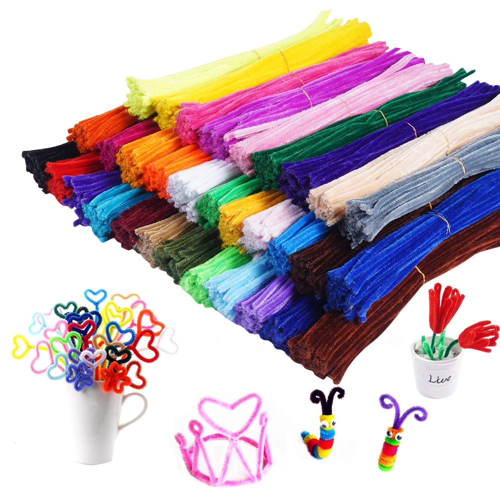 1600 Pieces Pipe Cleaners in 32 Colors Chenille Stems for Home and School DIY Art Crafts (0.23 x 11.8 Inches)
