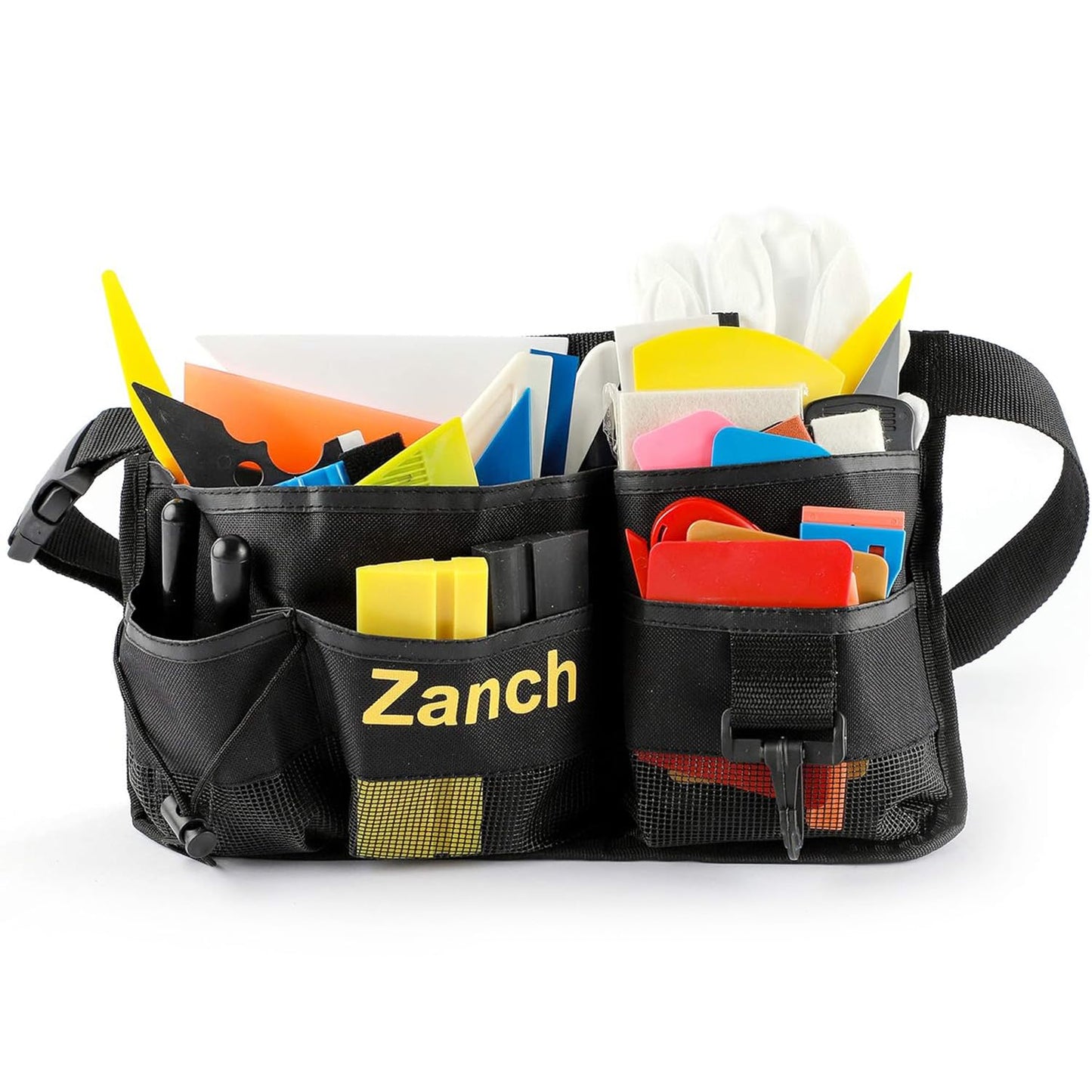 Zanch Window Tint Kit,Complete Tool Set for Professional Window Tint Protective Film Installation【Deluxe 64pcs with Tool Waist Bag】