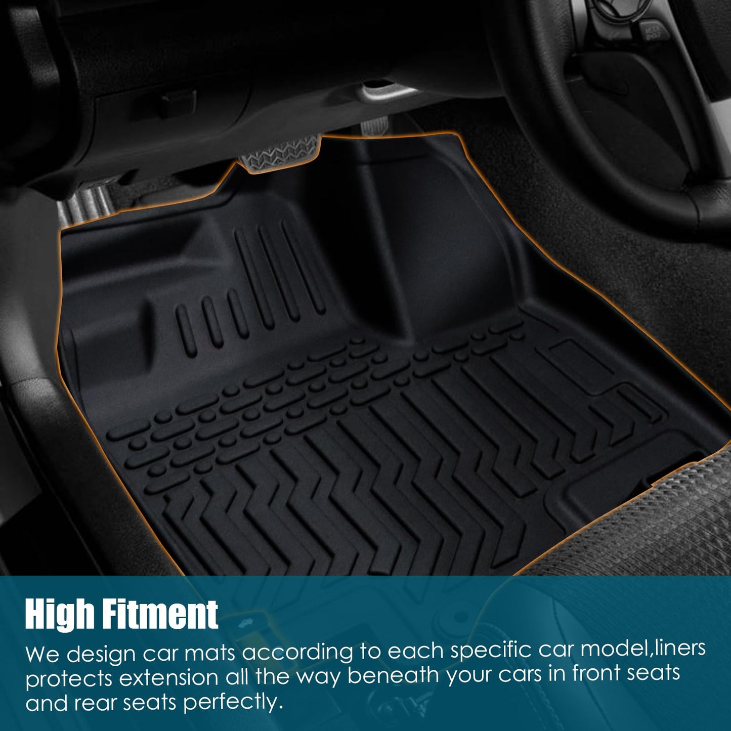 All-Weather TPE Rubber Floor Mats Compatible with 2013 2014 2015 2016 2017 2018 Lexus ES350, Custom Fit Full Car Carpet Liners Set (Black)