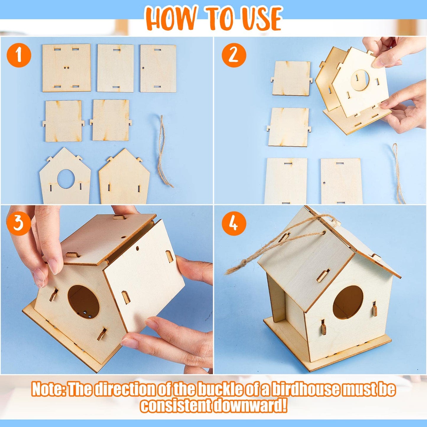 Juexica 30 Pcs Wooden Birdhouses, Unfinished Wood Bird Houses Arts and Crafts Kits Wooden Bird Houses for Children to Build and Paint DIY Craft