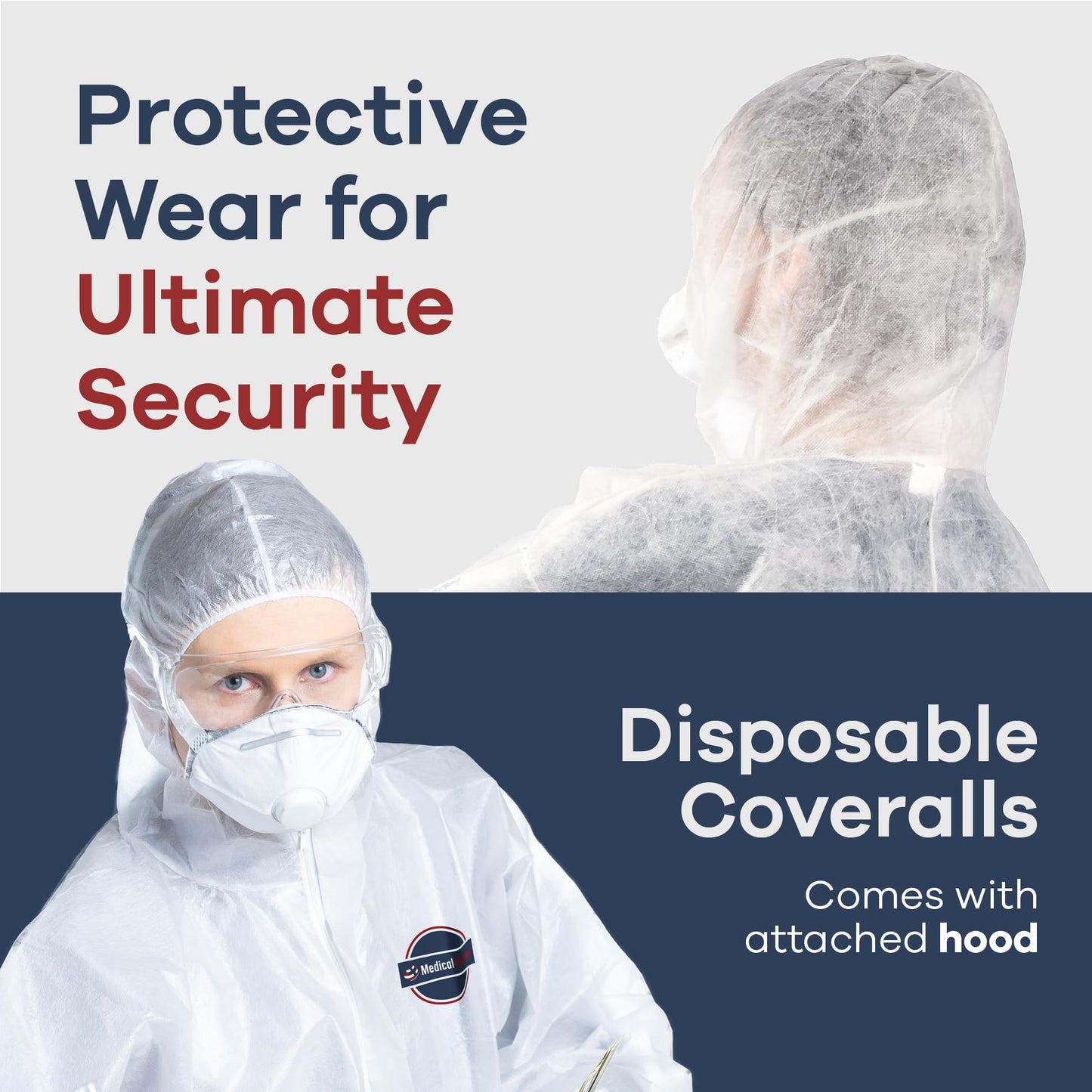 Medical Nation Hazmat Suits Disposable | 25 Pack | Light Duty Disposable Coveralls Men | With Attached Hood - Overall Protective Chemical Suit for Men & Women, Disposable Paint Suit - Size Extra Large