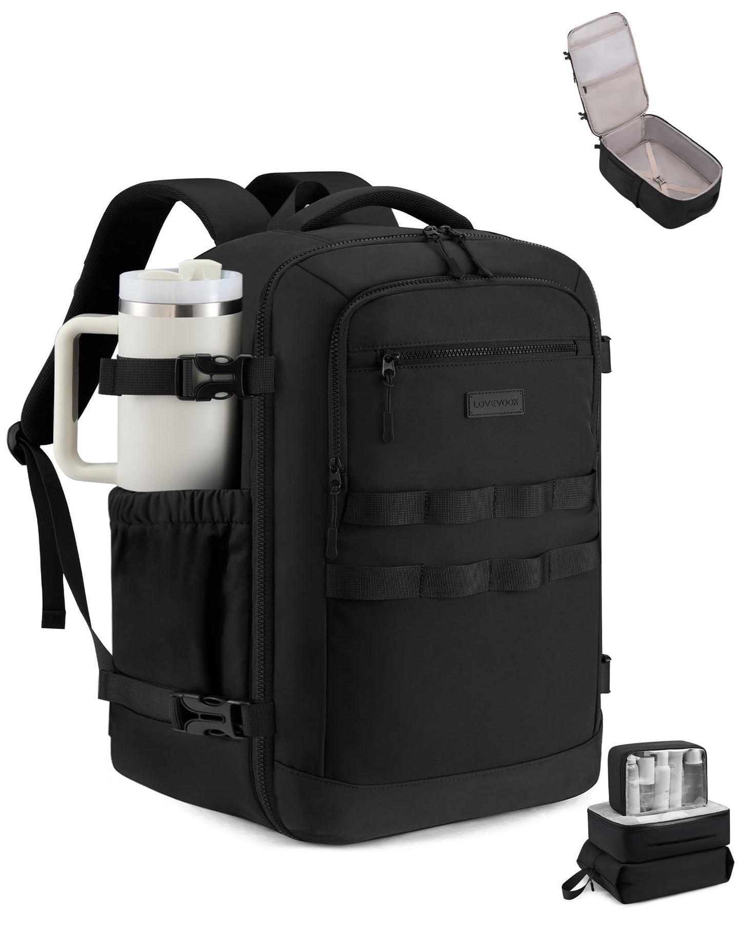 LOVEVOOK 40L Travel Backpack for Women & Men, TSA Approved Carry On Backpack with 3 Packing Cubes, Waterproof Personal Item Bag Fits 17" Laptop, Weekender Essentials Overnight Backpack for Trip