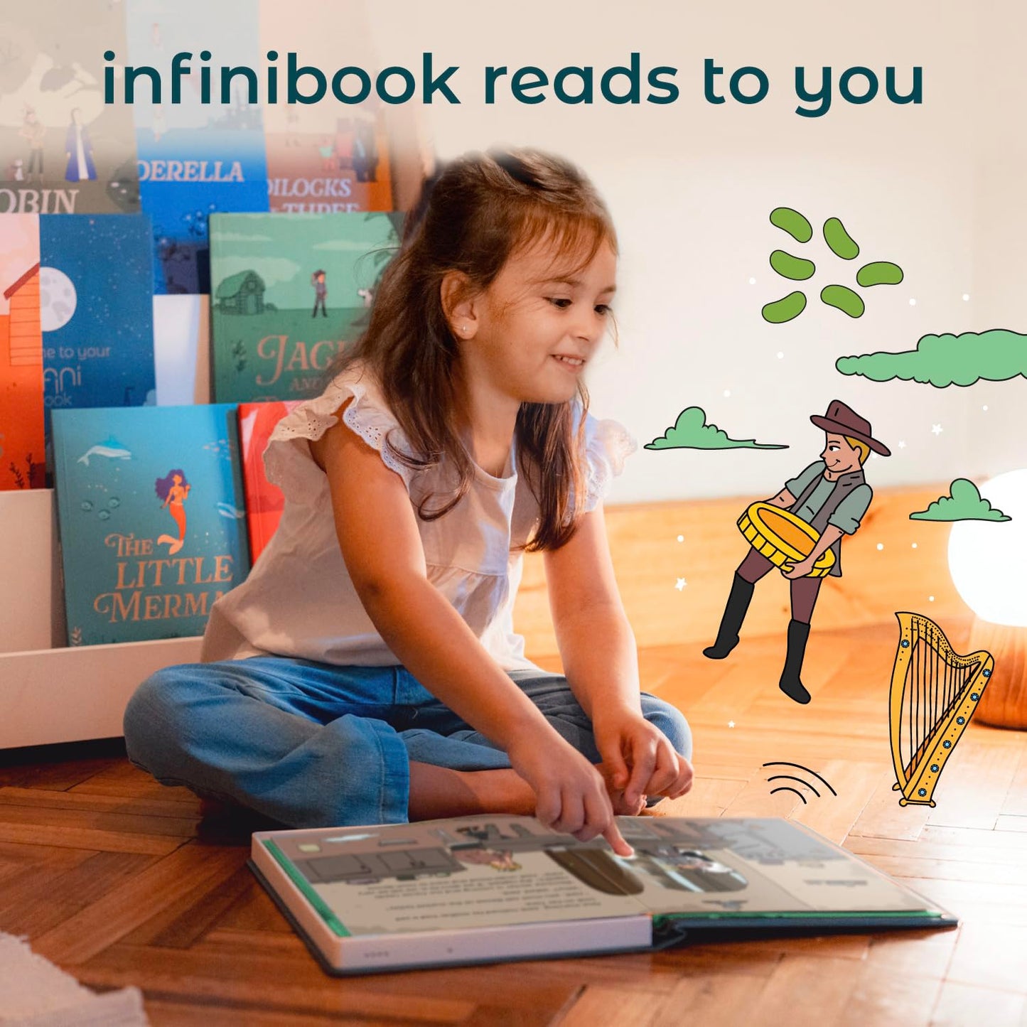 Cali’s Books Jack and The Beanstalk | infinibook Storytelling Toy + Reader | Read-Aloud E-Reader with Games | Recordable Interactive Storybook for Kids 3-7 | Screen-Free Educational Gift