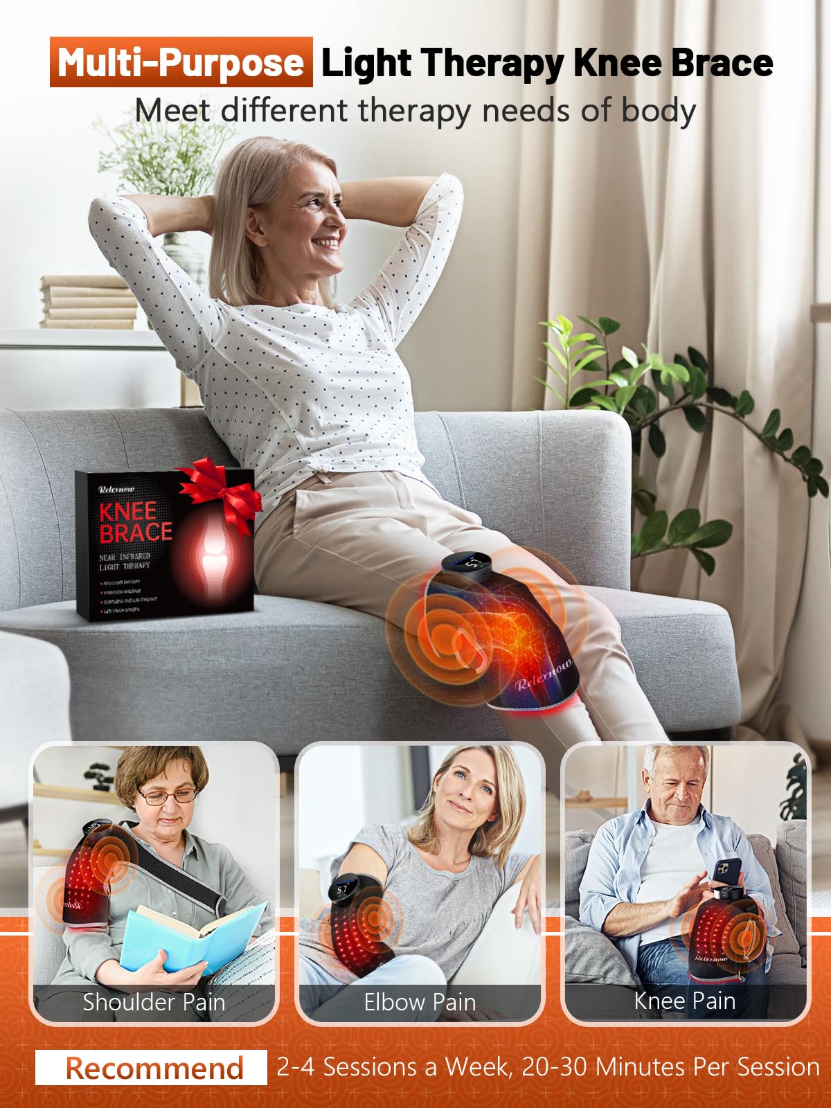 Red Light Therapy Knee Brace, Vibration Knee Massage with Extension Band, Wireless Rechargeable Controller,660nm and 850nm Near Infrared Light Therapy Device for Knee/Elbow/Shoulder Pain Relief