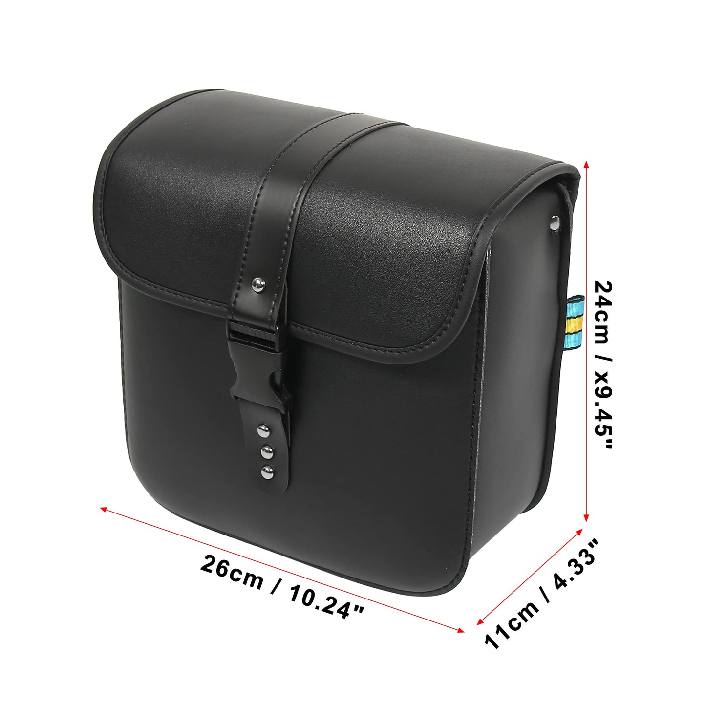 Motoforti Pair Universal Motorcycle Saddlebag Side Tool Bags Cycling Luggage Bag Quick Release Buckles Black 10.24"x4.33"x9.45"