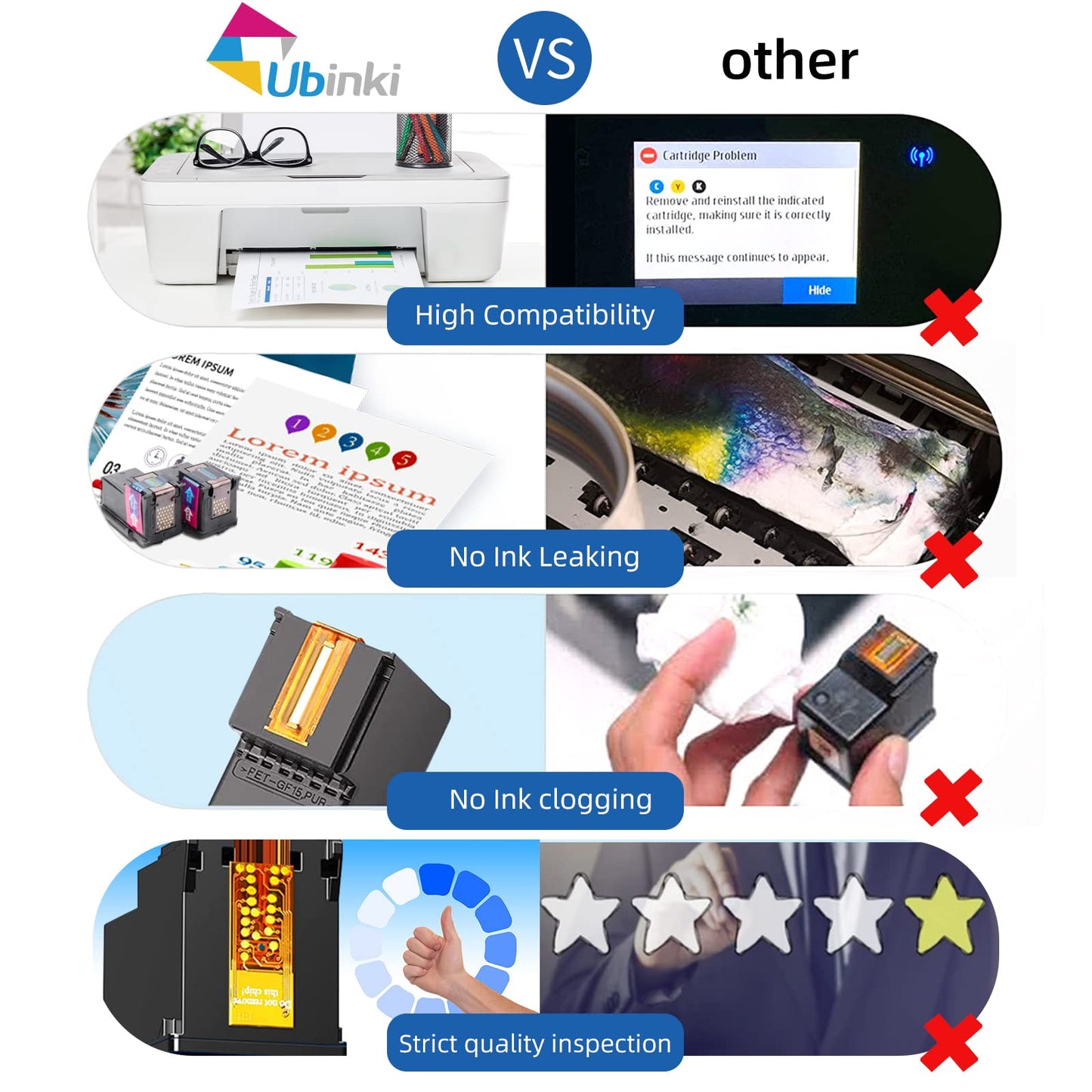 Ubinki 65XL Remanufactured Ink Cartridge Replacement for HP 65 XL 65XL HP65XL HP65 (Tri-Color, 2-Pack) Work with 5000 5055 3755 3700 3772 3722 2600 3752 2652 2655 2622 5052 5010 5014 Printers