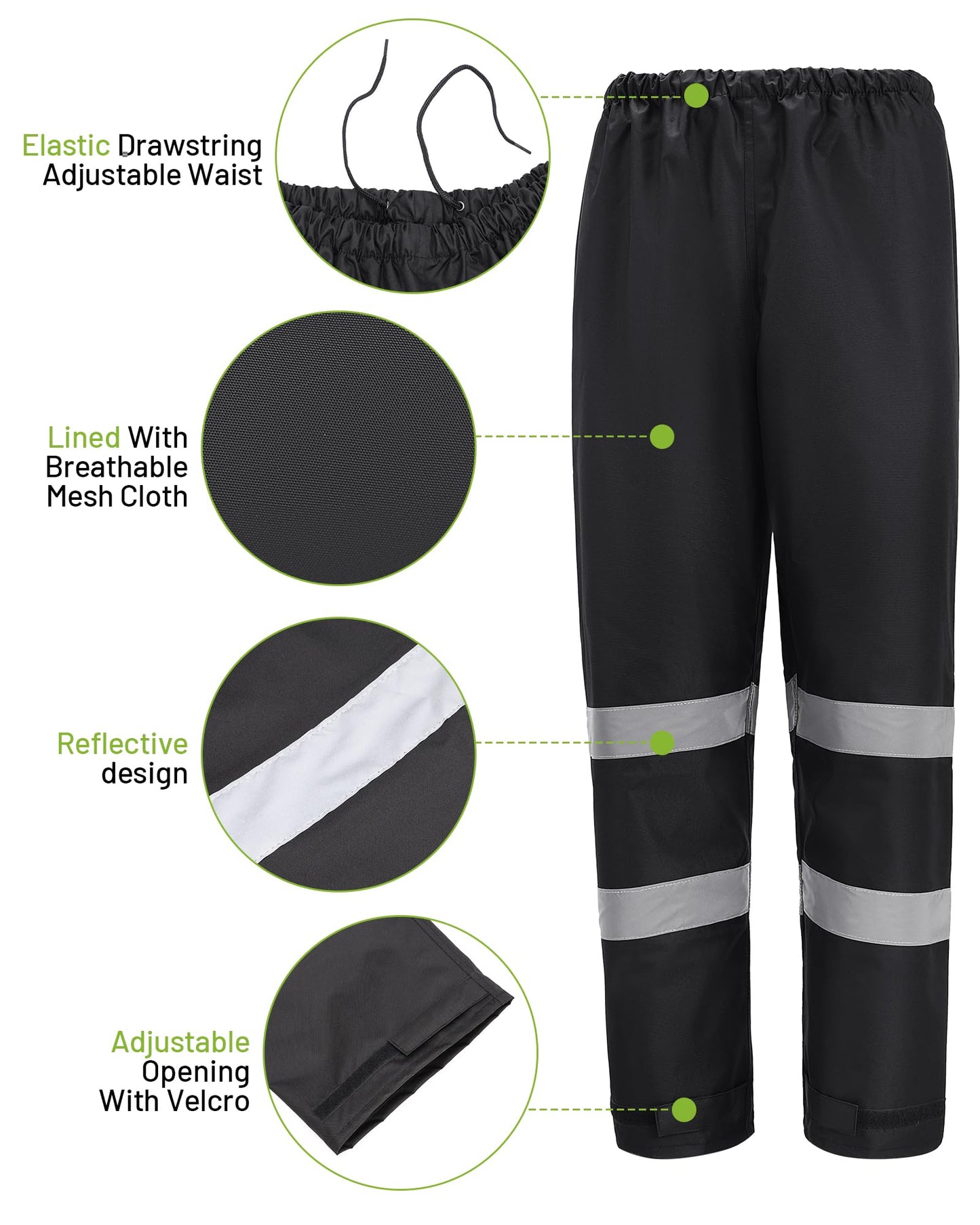 Oumurs 300D Reflective Hi Vis Rain Jacket Safety Rain Suits for Men Women Class 3 High Visibility Waterproof Rain Jacket & Pants with Inner Mesh Lining,Rain Gear Work Construction Safety Hoodie