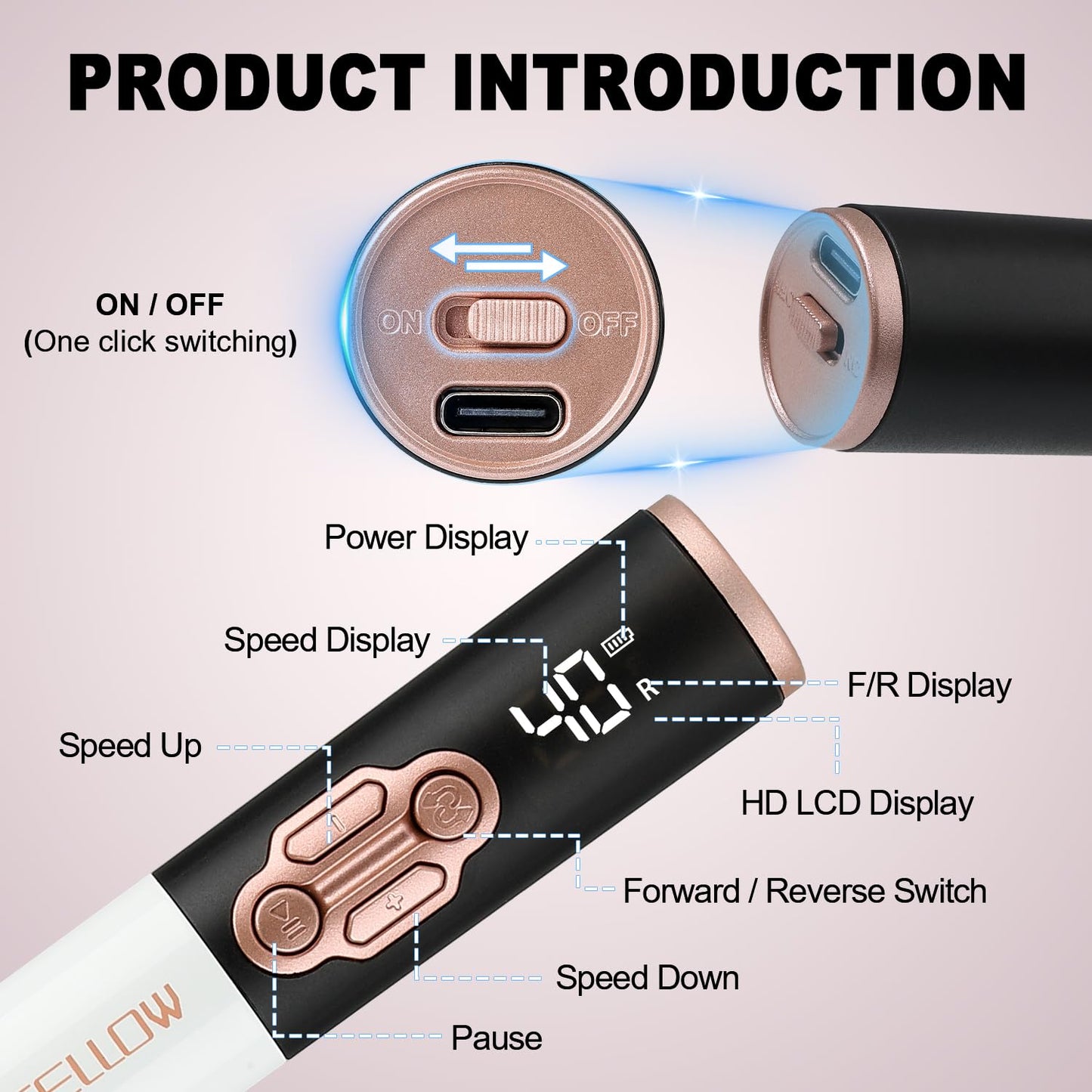 YOKE FELLOW Electric Nail Drill - 40000 RPM Protable Electric Nail File for Acrylic Cordless Nail Drill Professional with 17 Drill Bits for Nail Salon