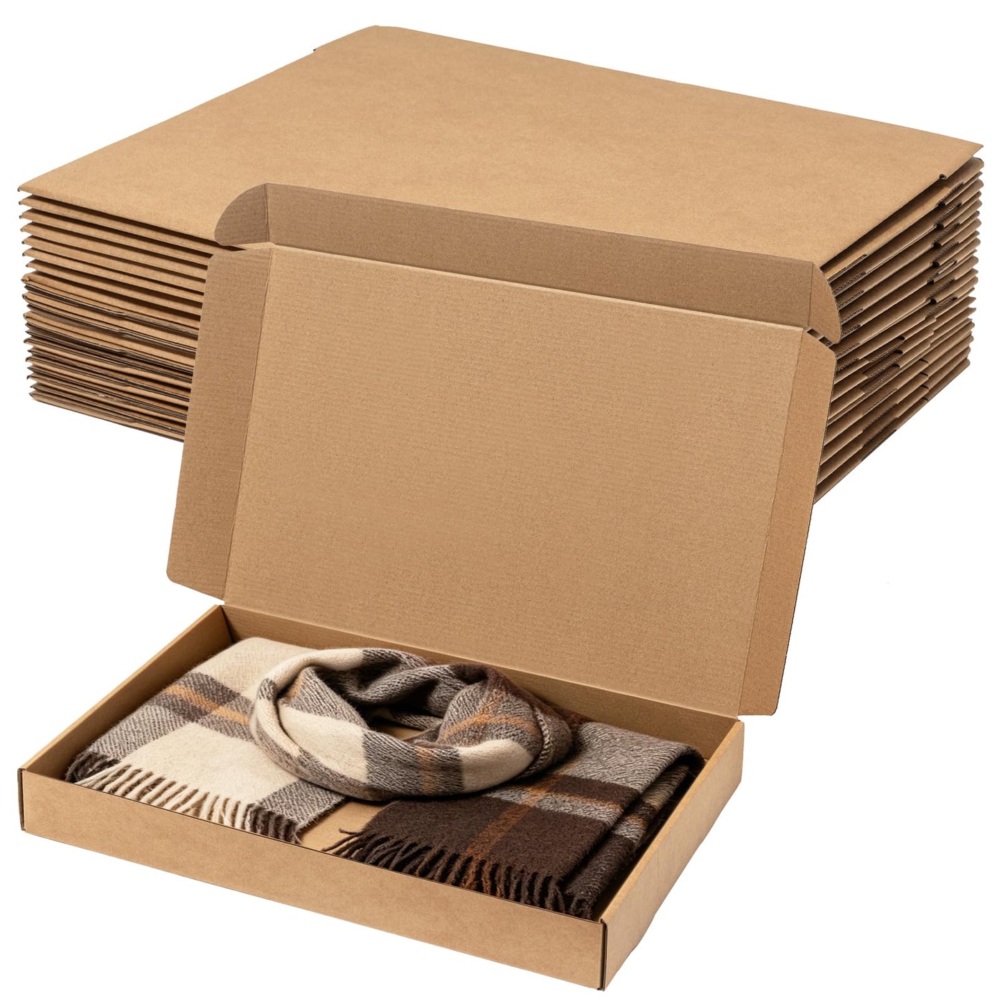 Wowxyz Shipping Boxes 17x11x2" 20 Pack - Brown Corrugated Cardboard Mailing Box for Small Business, Kraft Medium Literature Mailer Packaging Supplies