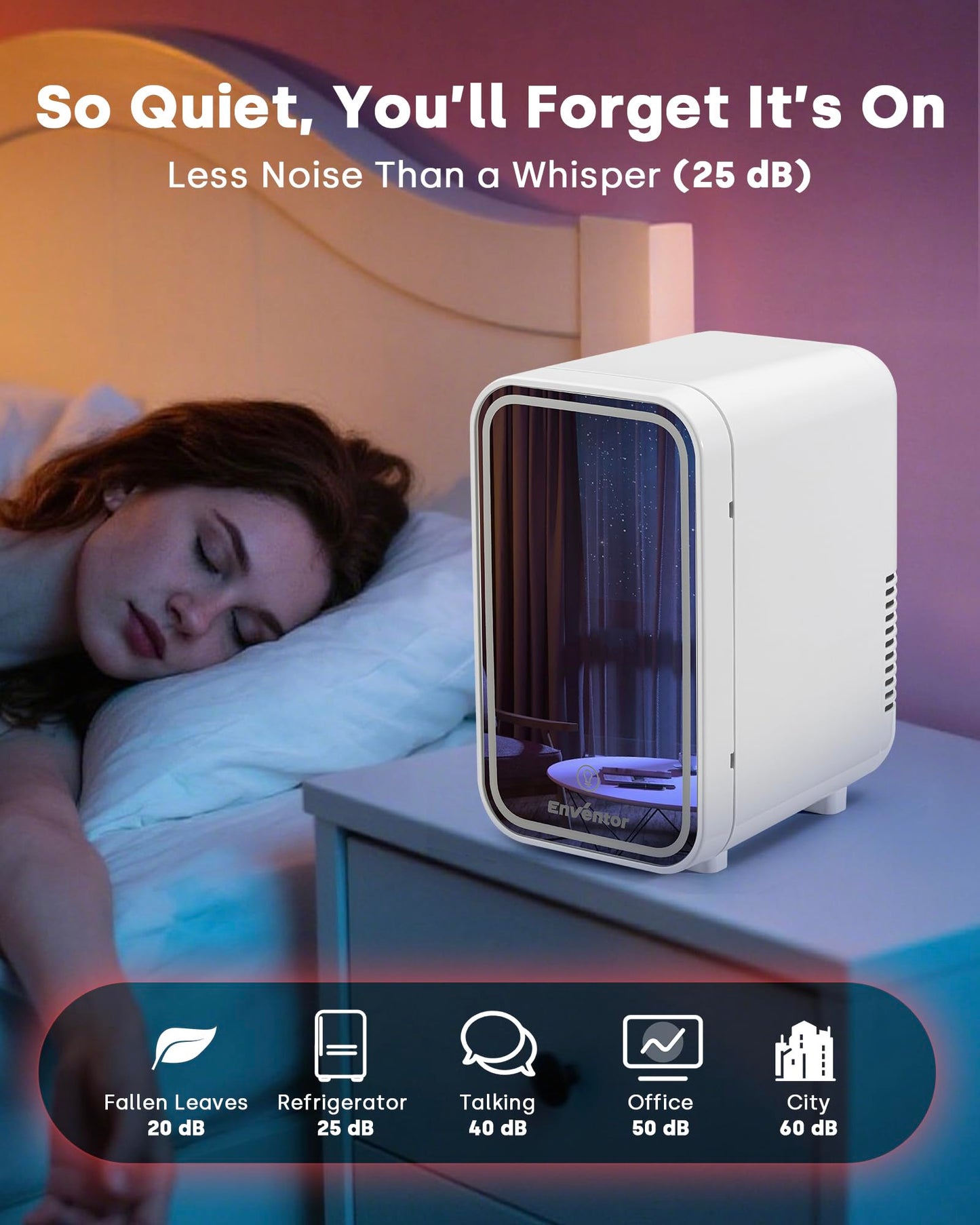 Enventor Mini Skincare Fridge Small Refrigerator for Bedroom, Beauty Fridge for Makeup with Dimmable LED Mirror, 6 L / 8 Cans Compact Portable Cooler for College Dorm, Office, Car, White