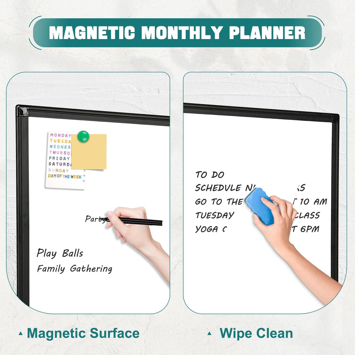 QUEENLINK Double Sided Magnetic White Board，36"x24" Dry Erase Whiteboard for Wall with Black Aluminum Frame Presentation Board for School, Office and Home