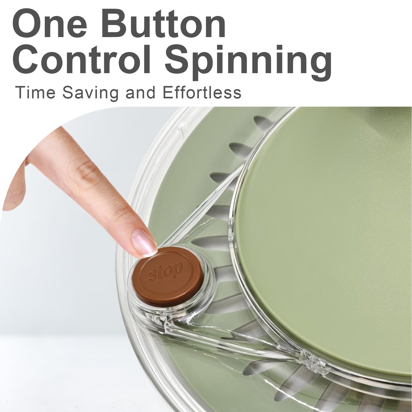 5.3Qt Stainless Steel Salad Spinner, Salad Spinner Stainless Steel With Stop Button & Drain Hole, Non-Slip Base, Vegetable Spinner Dryer, Dishwasher Safe For Kitchen