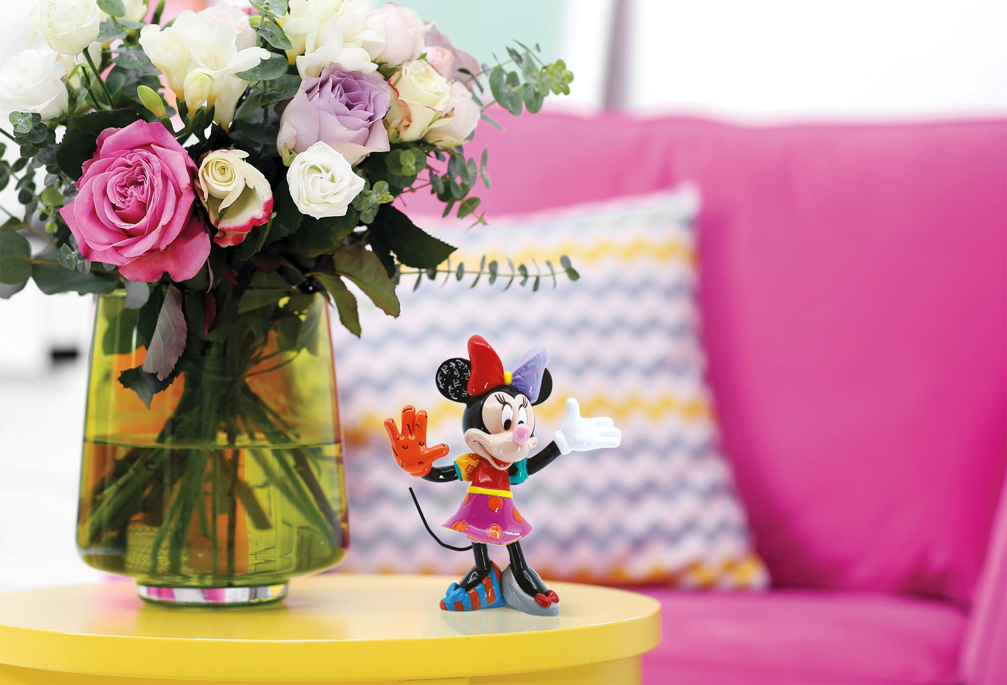 Enesco Disney Britto Minnie Mouse Standing Arms Out Pose Miniature Figurine, 3.25 Inch, Multicolor