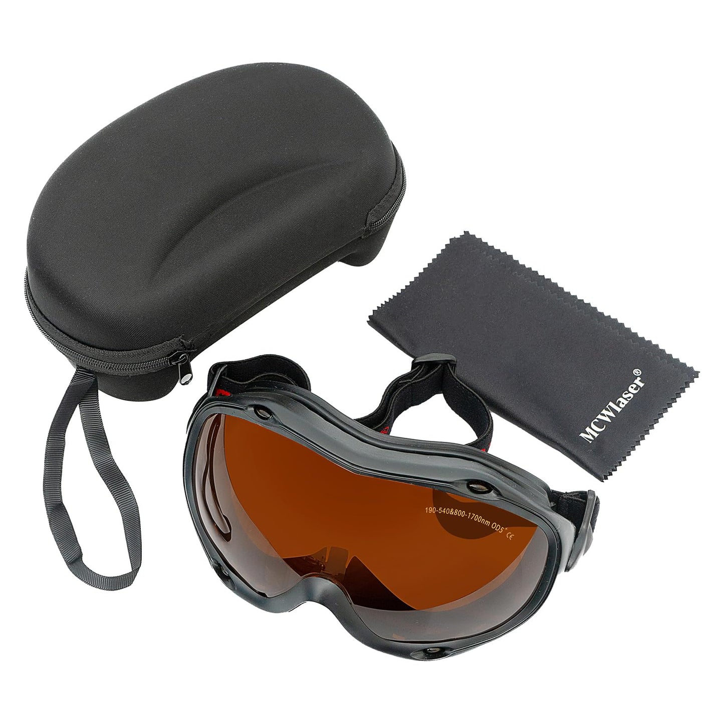 MCWlaser Laser Safety Goggles OD5+, 190-540nm / 800-1700nm Yag, Blue, Green Laser and UV Light Eye Protection Laser Glasses for 445nm, 450nm, 455nm, 532nm, 808nm, 980nm, 1064nm, 1080nm Absorption Type