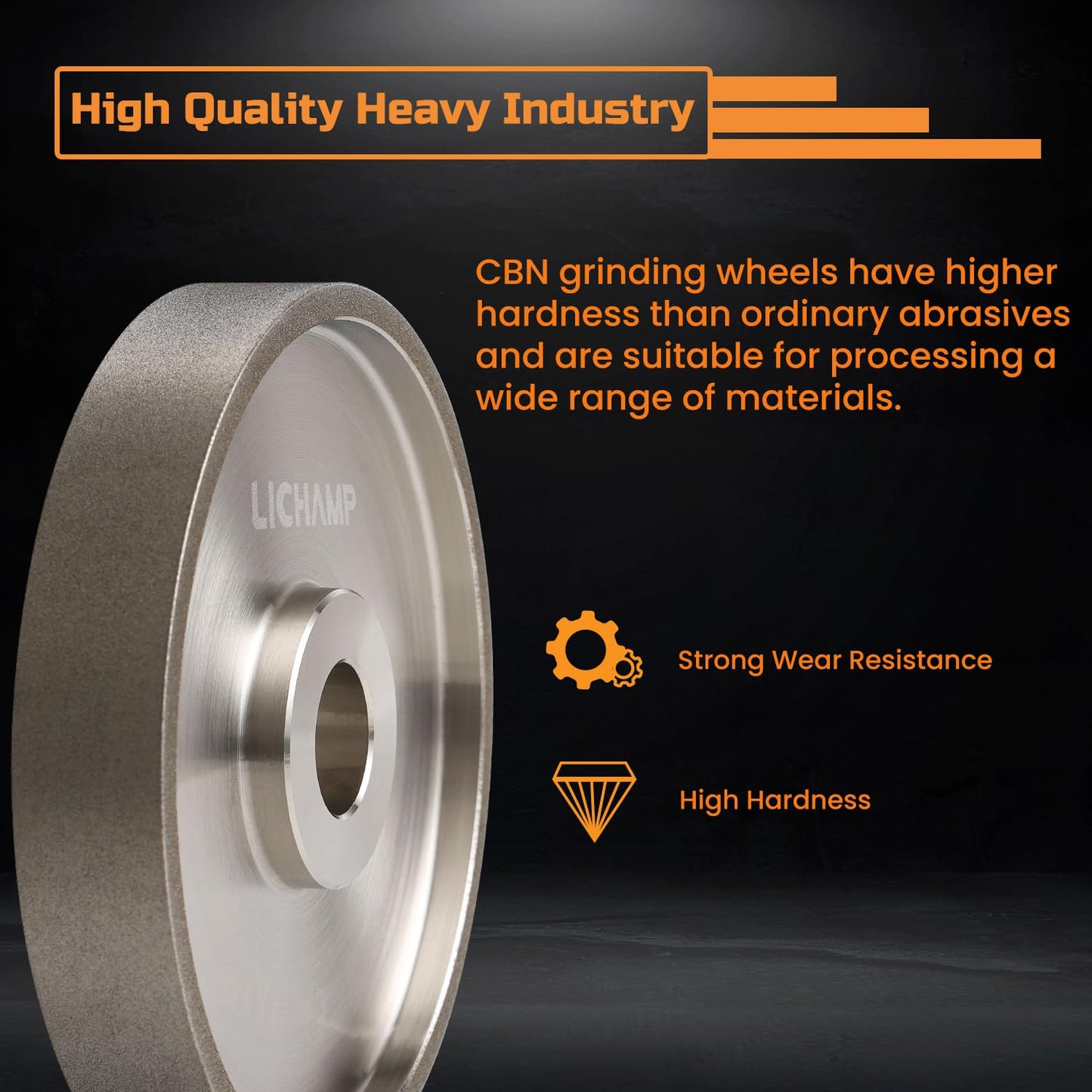 Lichamp 6" CBN Grinding Wheel, 6" x 1" Wide x 1" Arbor, 180 Grit, Steel CBN Wheel for Sharpening High Speed Steel Tools Woodturning Tools
