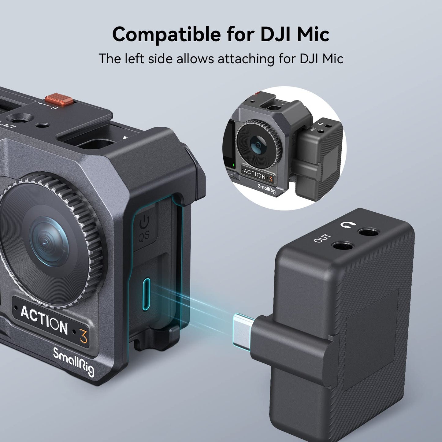 SMALLRIG Action 4 Action 3 Camera Cage for DJI, Protective Cage Compatible for DJI Mic, Protective Frame for DJI Osmo Action 4 Action 3-4119B