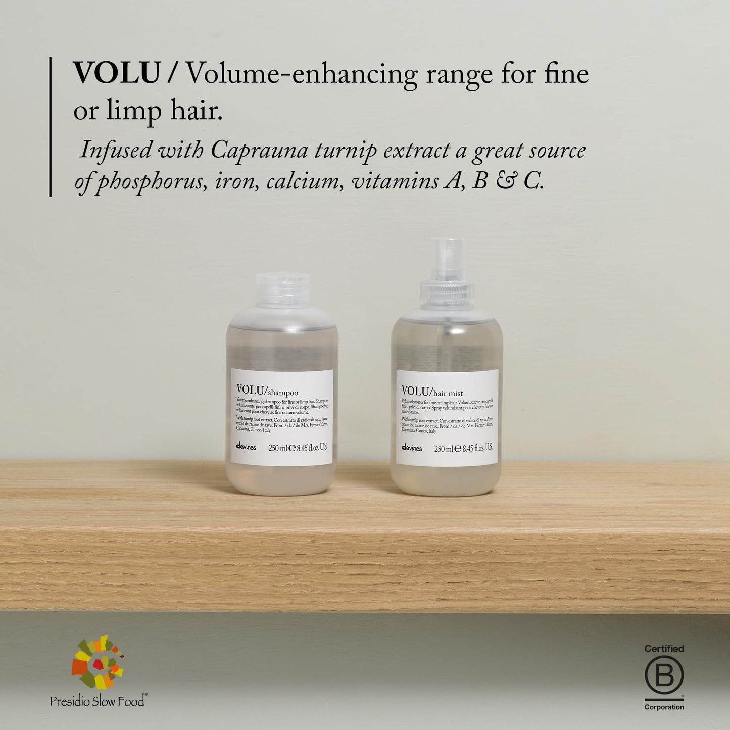 Davines VOLU Shampoo | Volume Shampoo for Fine, Thin Hair Types | Gentle Everyday Volumizing | 8.45 fl oz (Pack of 1)