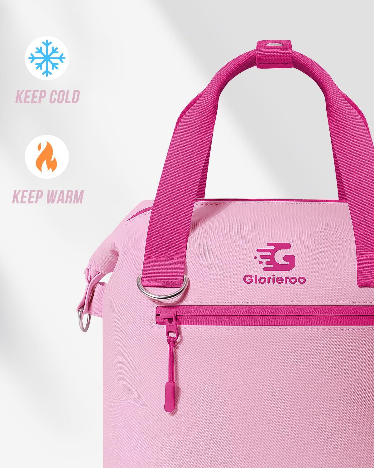 GLORIEROO Pastel Lunch Box Women | Insulated Soft Waterproof Leakproof Lunch Bag Cooler | Adjustable Strap | BPA-Free