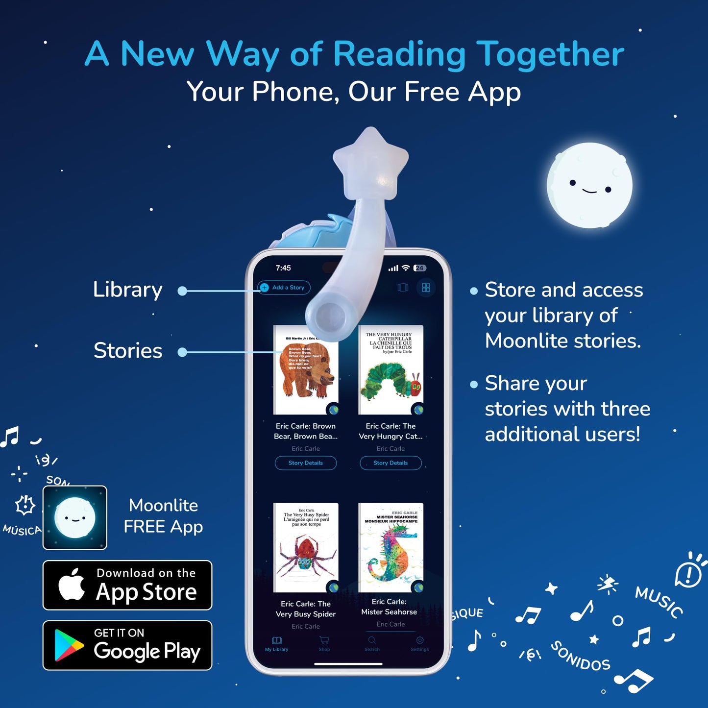 Moonlite Storytime 2 Storybook Reels, Chicka Chicka Boom Boom, The Very Hungry Caterpillar, Digital Stories, Toddler Early Learning Gifts for Kids, Projector Sold Separately - Canadian Founded