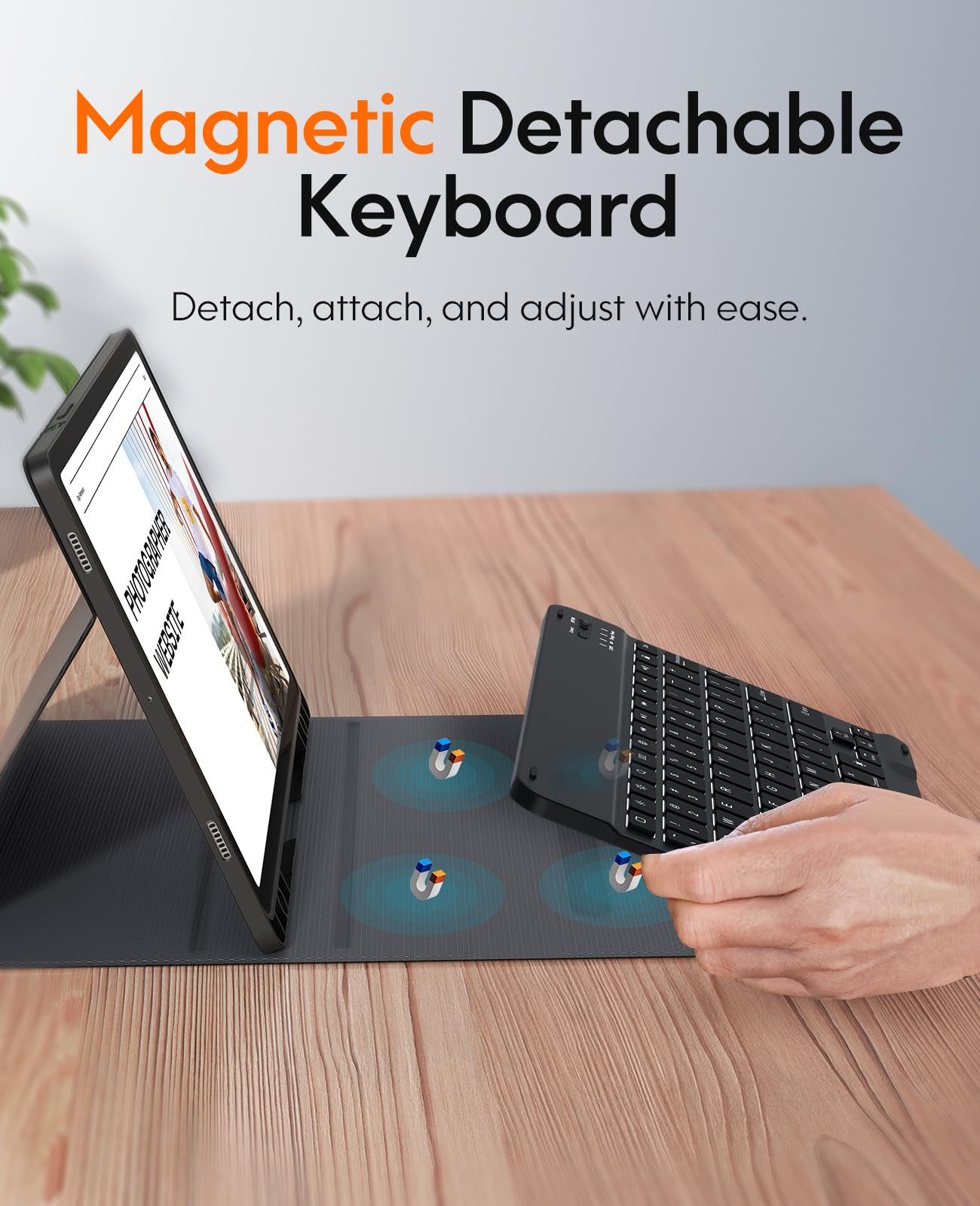 CHESONA Galaxy Tab S9 Fe Case with Keyboard, Galaxy Tab S9 Keyboard Case, Magnetic Detachable & 7-Color Backlit Wireless Keyboard, Slim Folio Case with S Pen Holder, for S9 Fe 5g 10.9''/S9 11'', Black