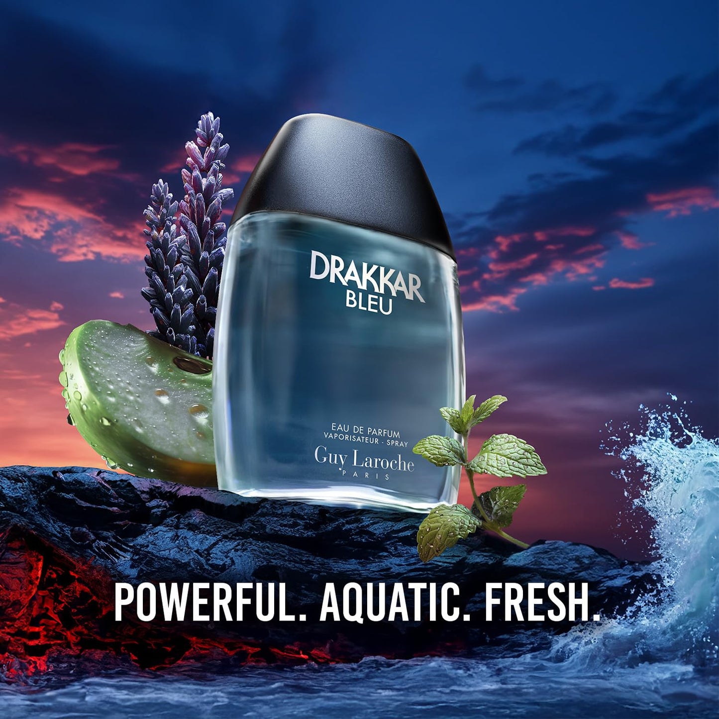 Guy Laroche Drakkar Bleu - Iconic Designer Fragrance - Powerful, Acquatic & Fresh Eau de Parfum - Aromatic Fougère - Long Lasting Mens Cologne - Day and Evening Scent 3.4 Fl Oz