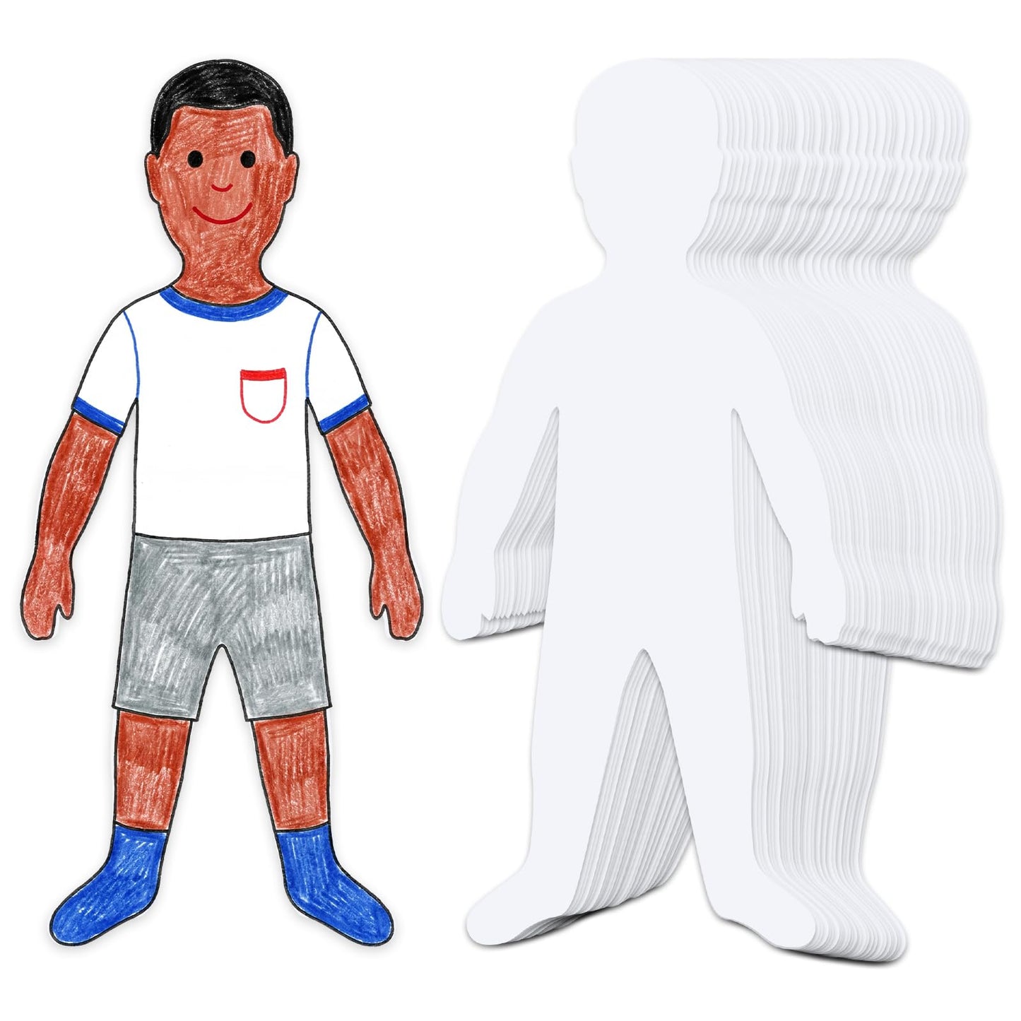 Motipuns 36 Pccs White People Shapes Cutouts 35 x 16 Inch Blank People Cutouts Big Shapes DIY Crafts for Art Party Decor, Family Handicrafts, Collective Creative Activity