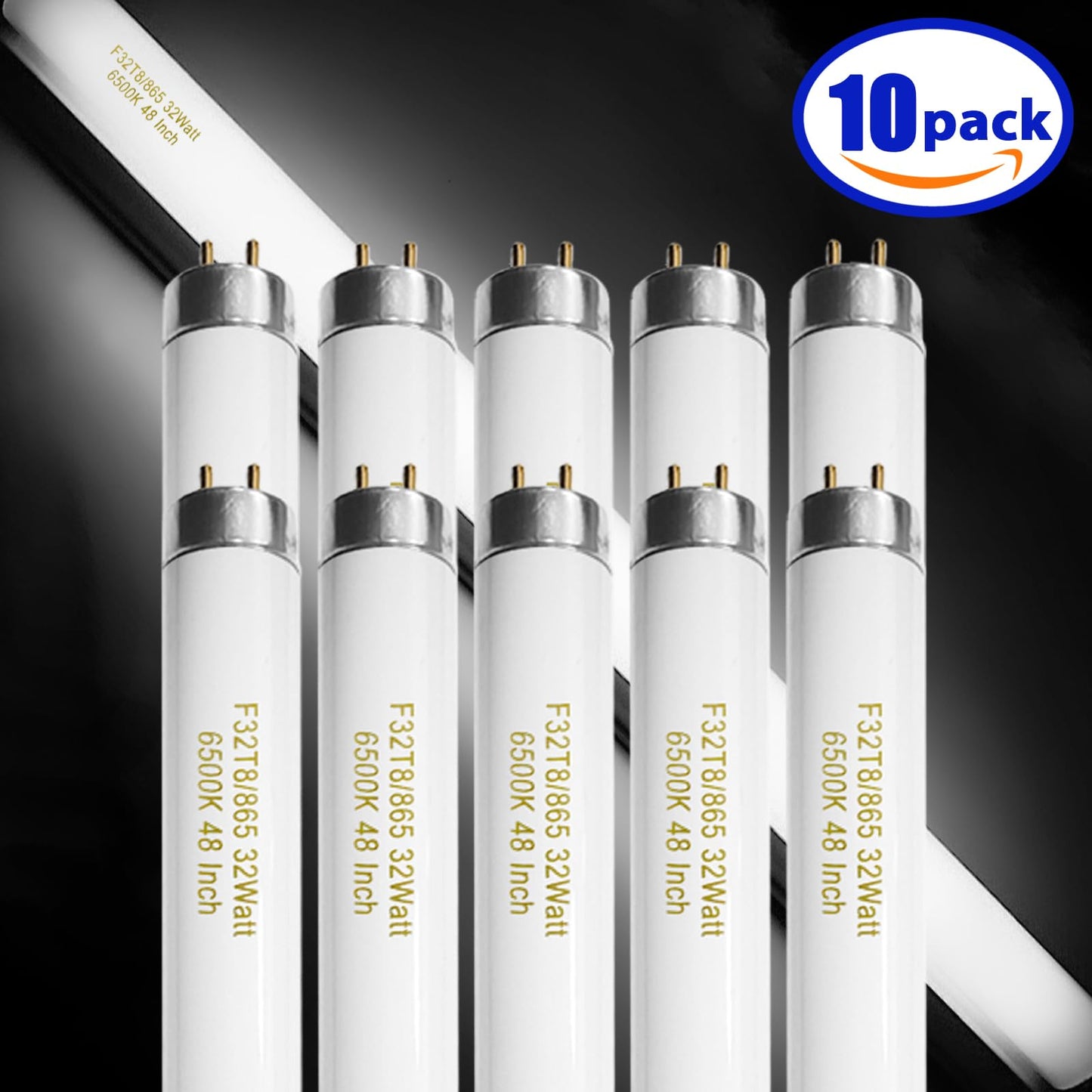 Konideke 10 Pack, F32T8/865 Fluorescent Light Bulb 48 Inch Daylight 32 Watt, T8 Fluorescent Bulb 4 Foot, 2800 Lumens G13 Medium 6500K Bi-Pin Base