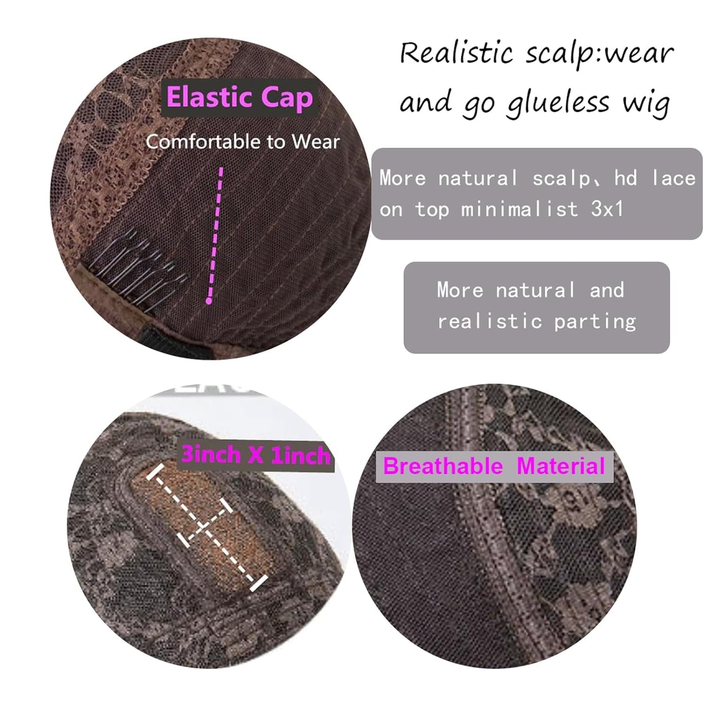 Tamnnee Glueless Wigs Human Hair with Bangs Straight Human Hair Wig with Bangs 150% Density 1x3inch Bleached Knots Lace Front Wigs for Black Women 18inch