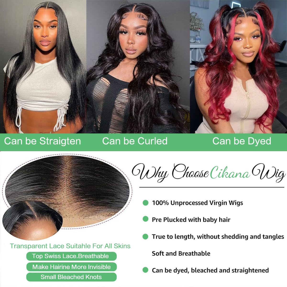 Cikana 30 Inch Lace Front Wigs Human Hair Pre Plucked 180% Density Body Wave Transparent HD 13x6 Lace Frontal Wigs Glueless Body Wave Wig Human Hair for Women with Baby Hair