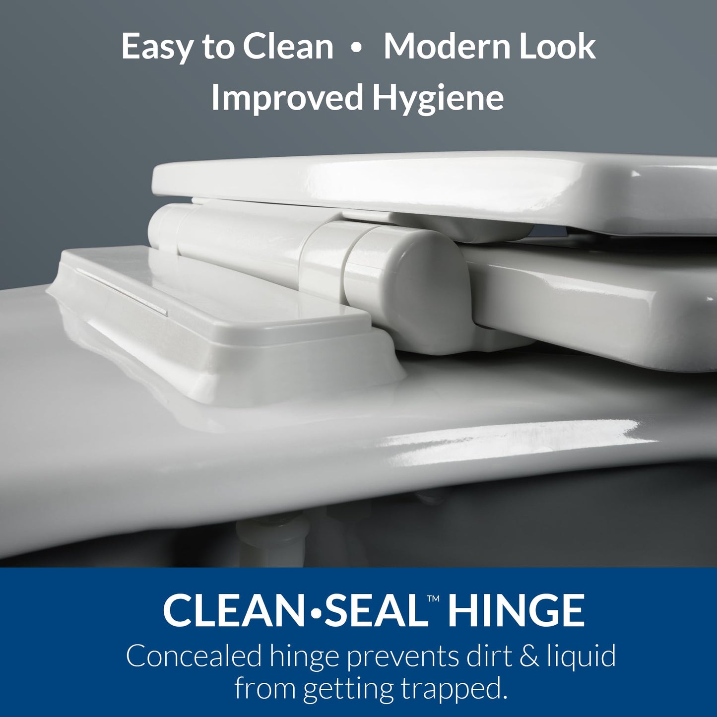 Mayfair Ashton Easy to Clean Single Hinge Toilet Seat, Modern Slow Close Wood Toilet Seat, Made in USA, Elongated, White