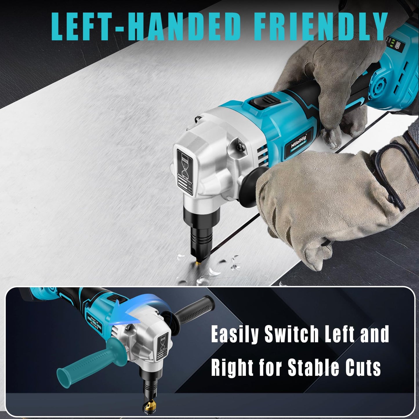 Cordless Metal Nibbler for Makita 18V Battery, 18-Gauge Electric Nibbler with Assist Handle & 2 Blades, 1900RPM Brushless Metal Cutter for Stainless Steel, No Battery