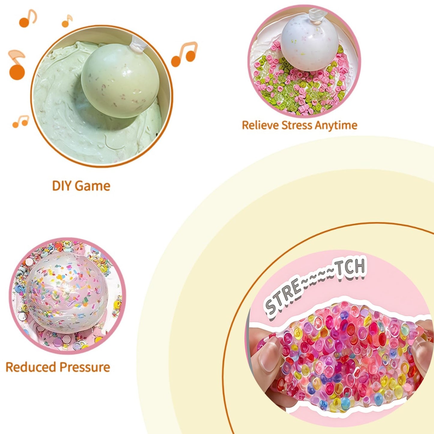 DIY Stress Ball Making Kit, Squishy Maker Kit with Blank Skins & Air Pump, Add Water to Make Your Own Crunchy Stress Balls for Adults, Transparent Squeeze Toy