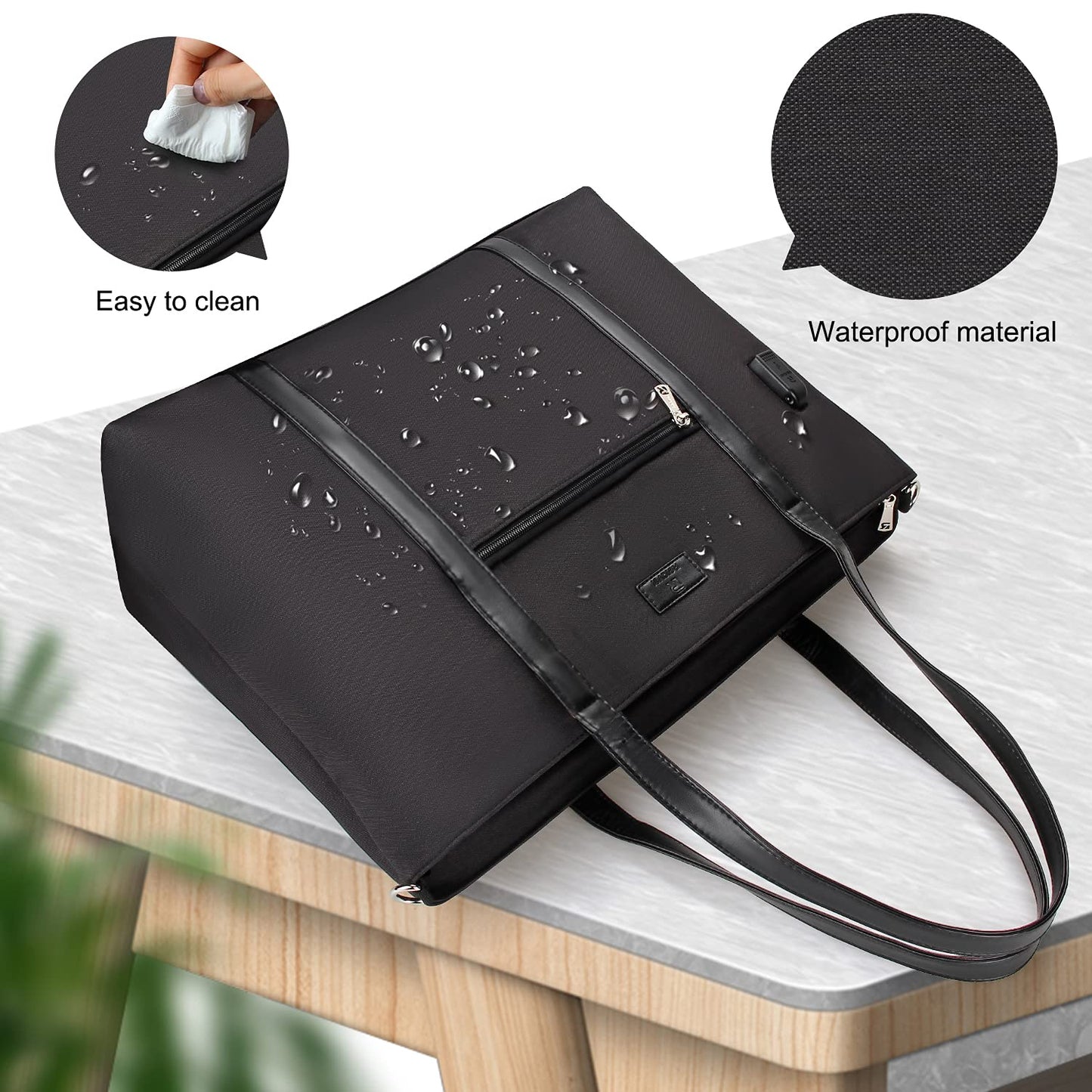 Laptop Tote Bag for Women 17.3 Inch Laptop Bag Large Teacher Tote Bag Waterproof Nylon Work Bag with USB Computer Tote Bag Large Laptop Bag for Women Handbag Satchel Shoulder Bag